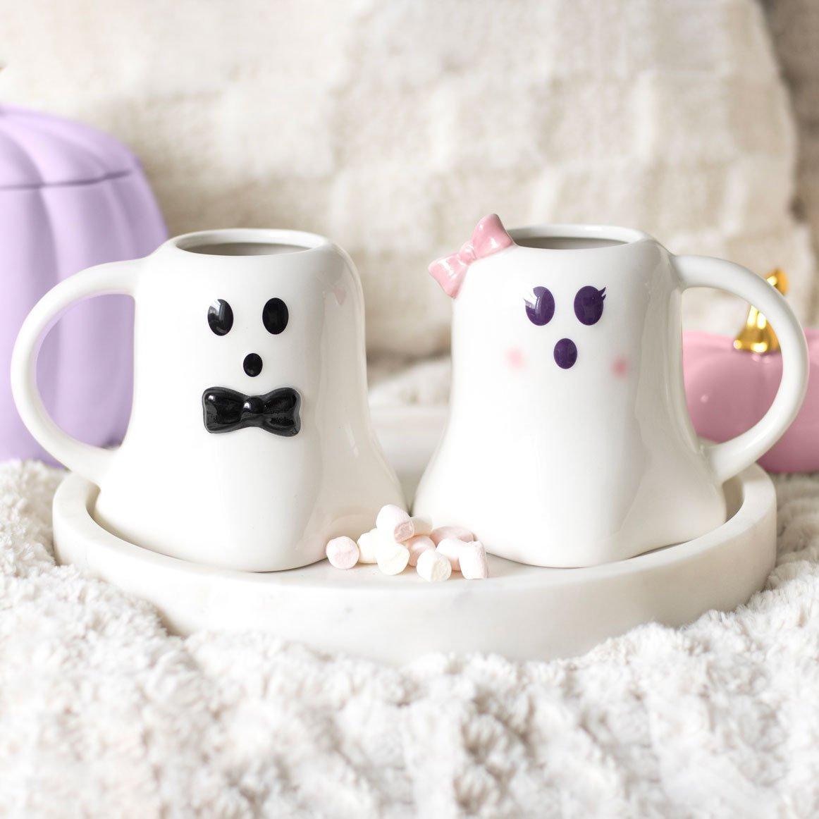 White - Something Different - Mr and Mrs Boo Ghost Shaped Mug Set - 1