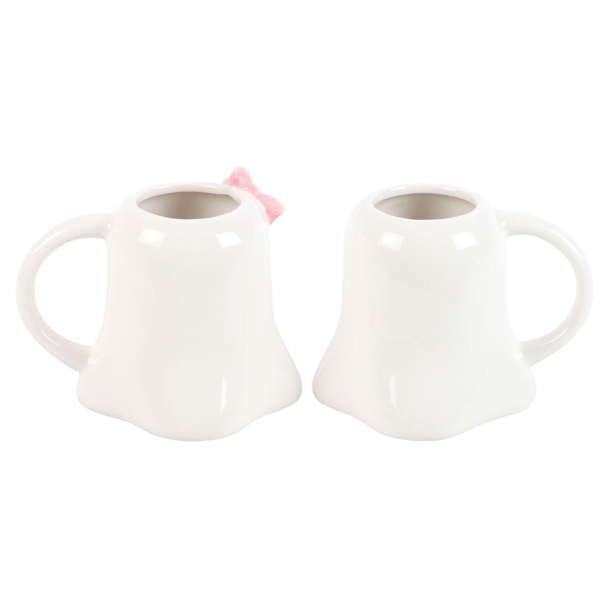 White - Something Different - Mr and Mrs Boo Ghost Shaped Mug Set - 3