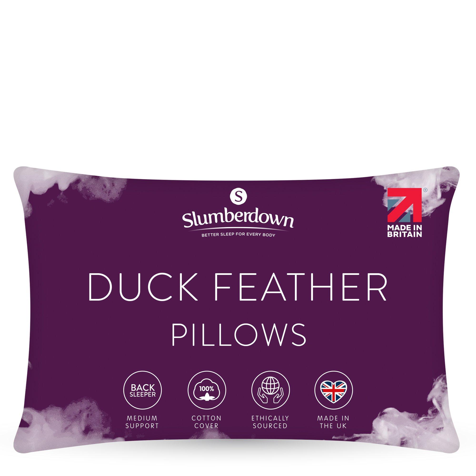Slumberdown  Duck Feather Pillow, Medium Support - White - 4 Pack