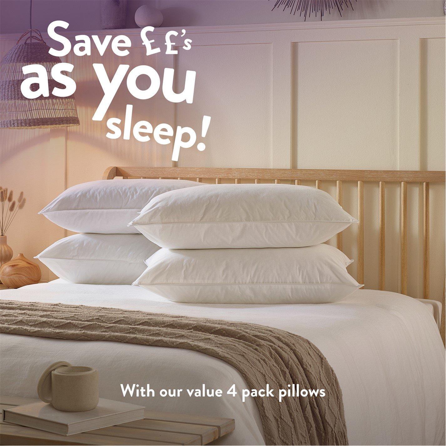 White - Slumberdown - Duck Feather Pillow, Medium Support - 6