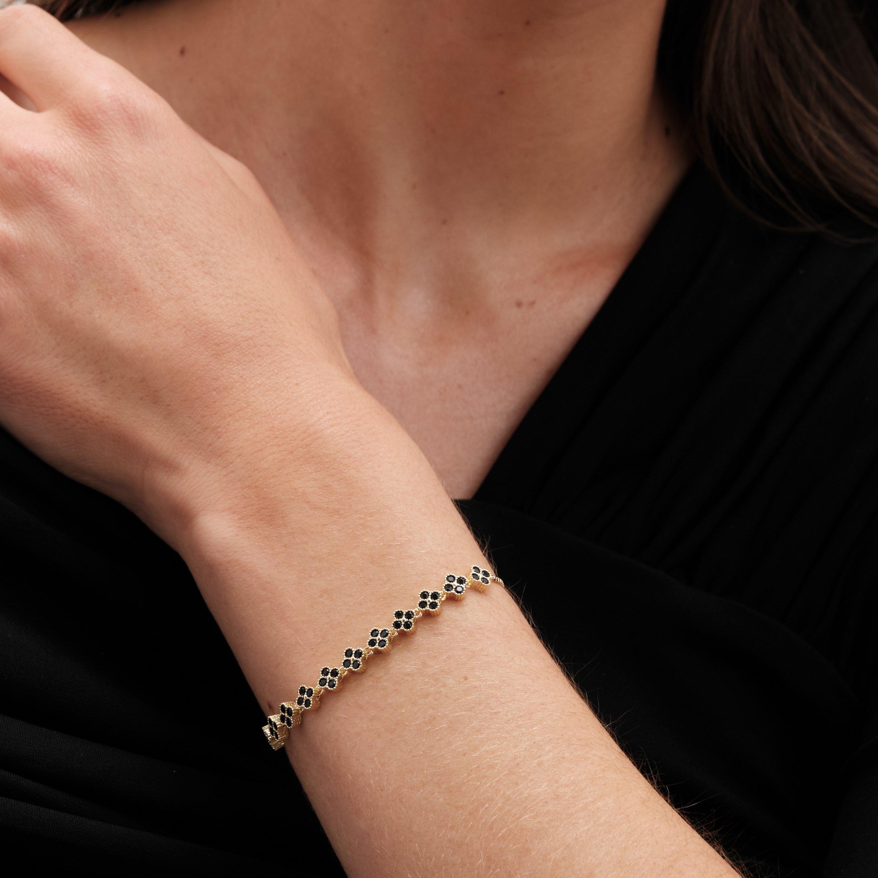 Gold - Jon Richard - Gold Plated And Jet Clover Toggle Bracelet - 4