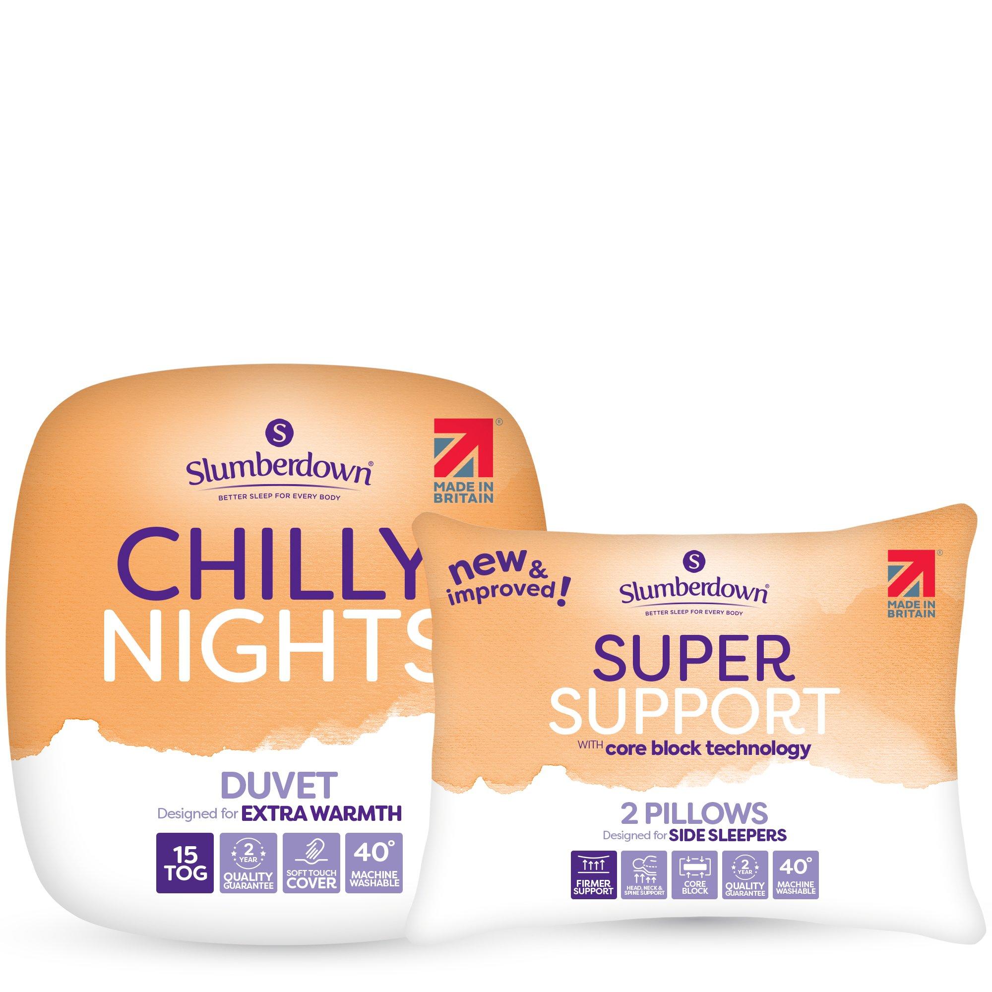 White - Slumberdown - Chilly Nights 15 Tog Duvet & 2 Super Support Pillow - 1