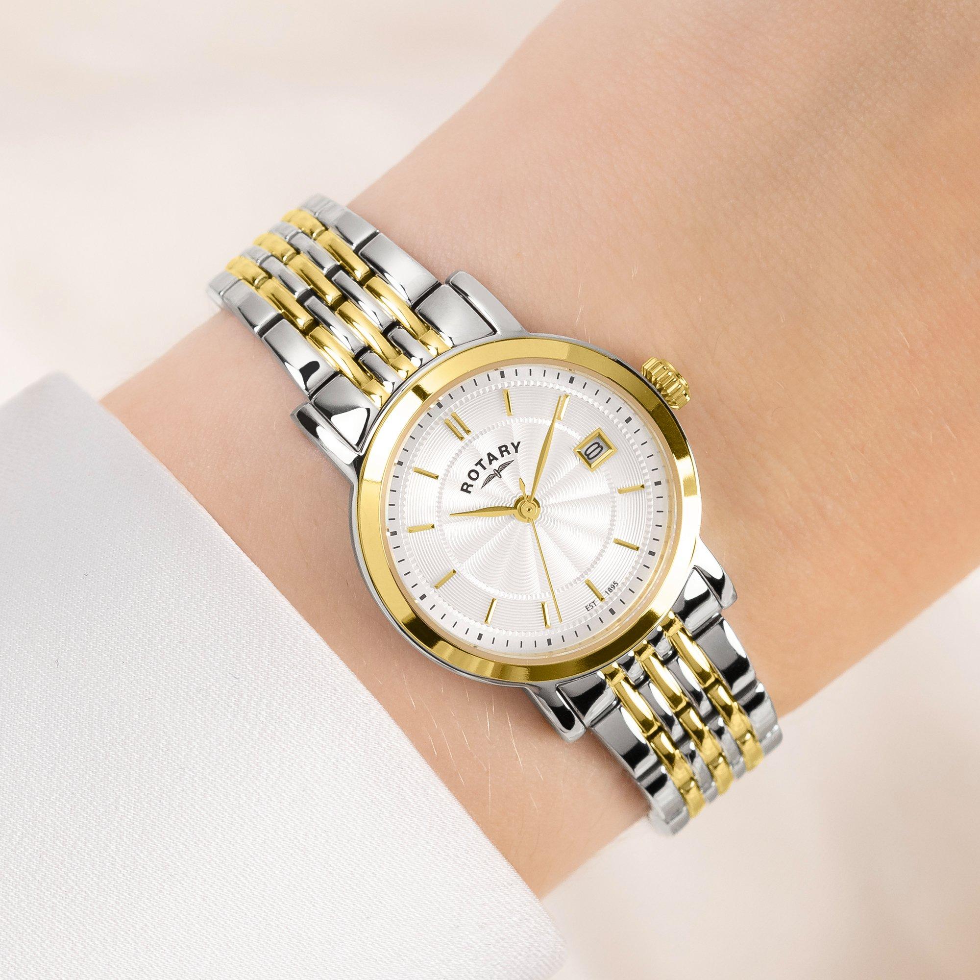 Silver & Gold - Rotary - Rotary Ladies Heritage Two Tone SS Bracelet Watch - 3