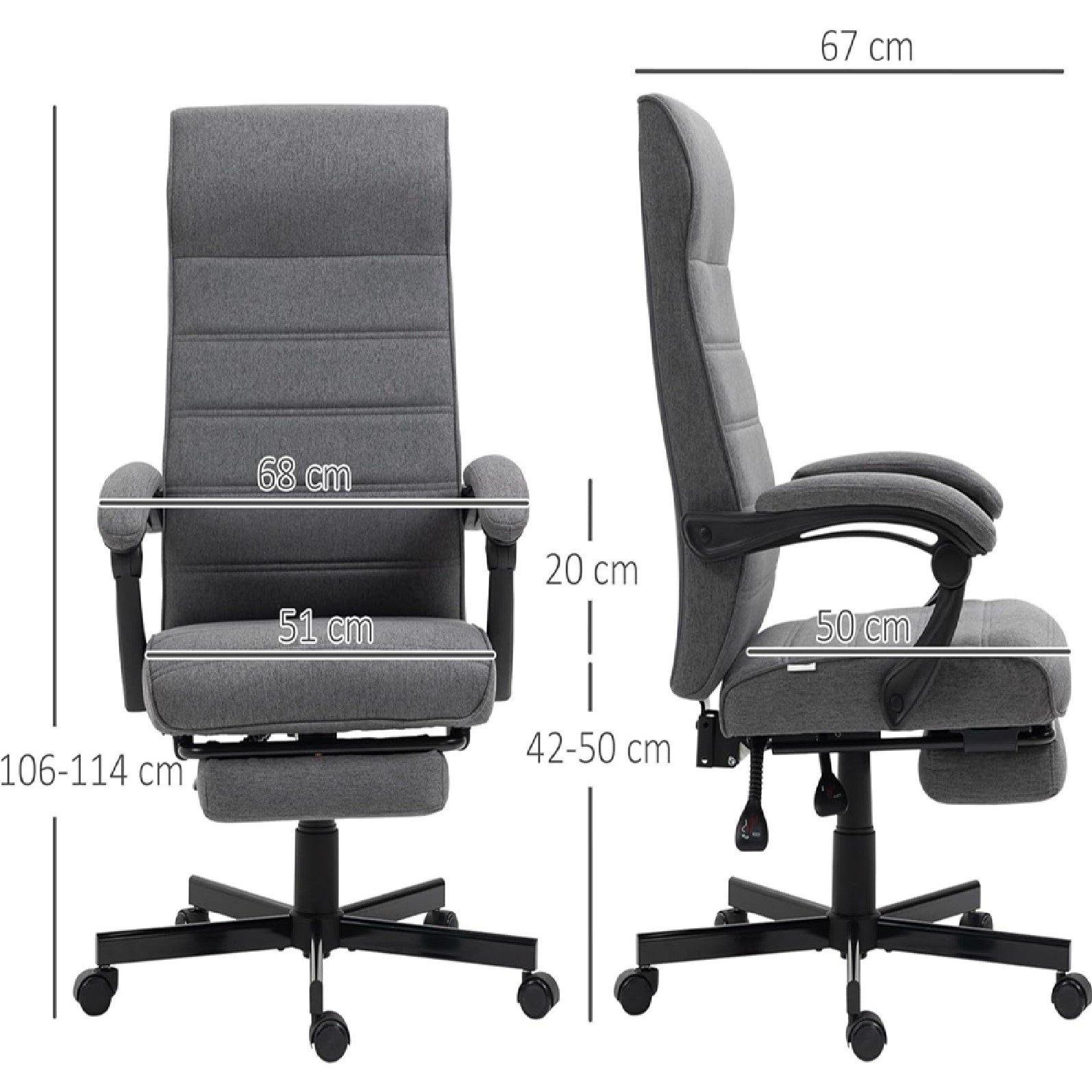 Grey - HOMCOM - Vinsetto Office Chair Height Ajustable - 3