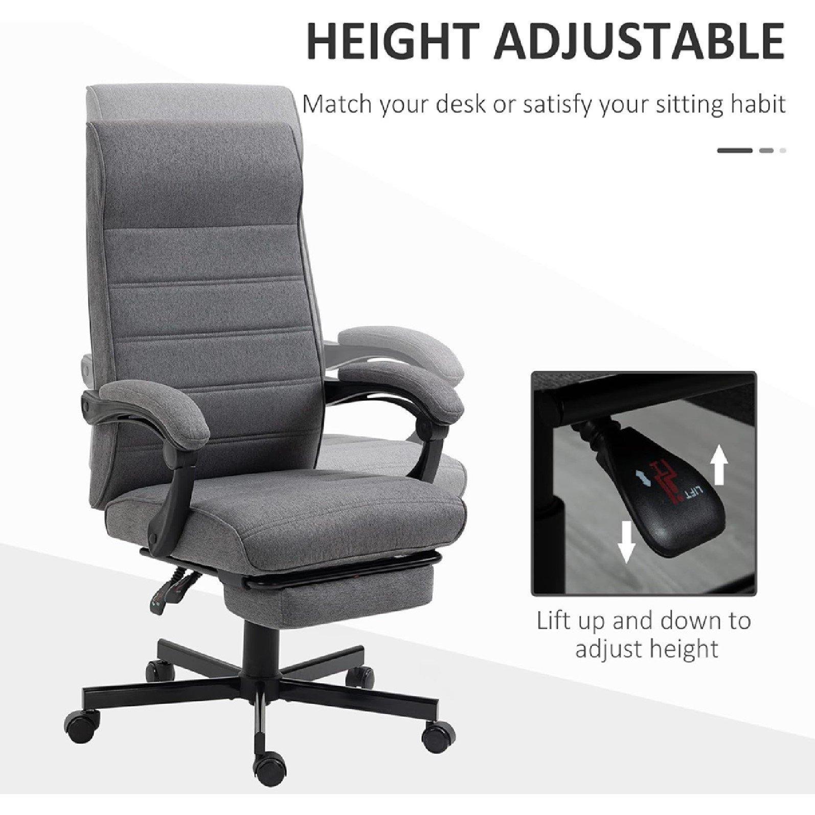 Grey - HOMCOM - Vinsetto Office Chair Height Ajustable - 4