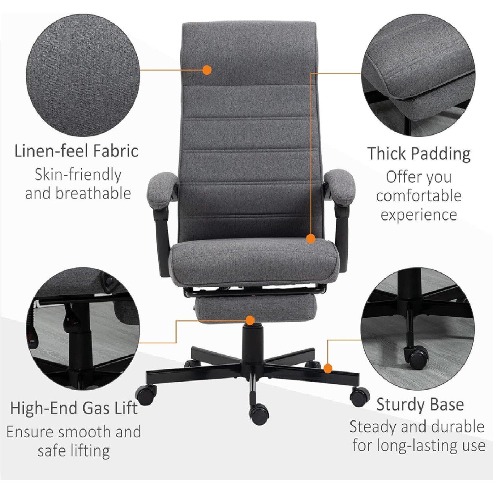 Grey - HOMCOM - Vinsetto Office Chair Height Ajustable - 7