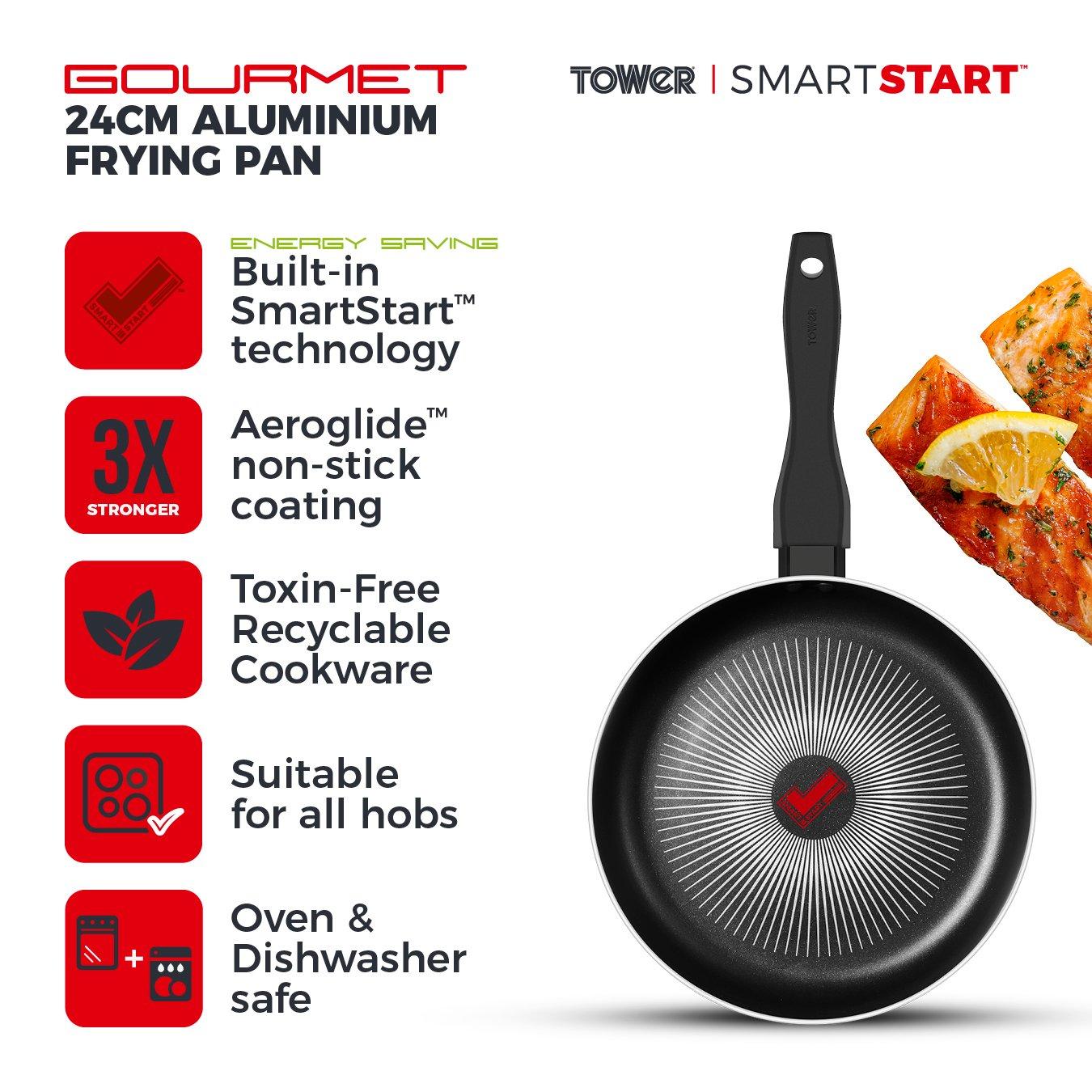 Black - Tower - Smart Start Gourmet 24cm Frying Pan - 2