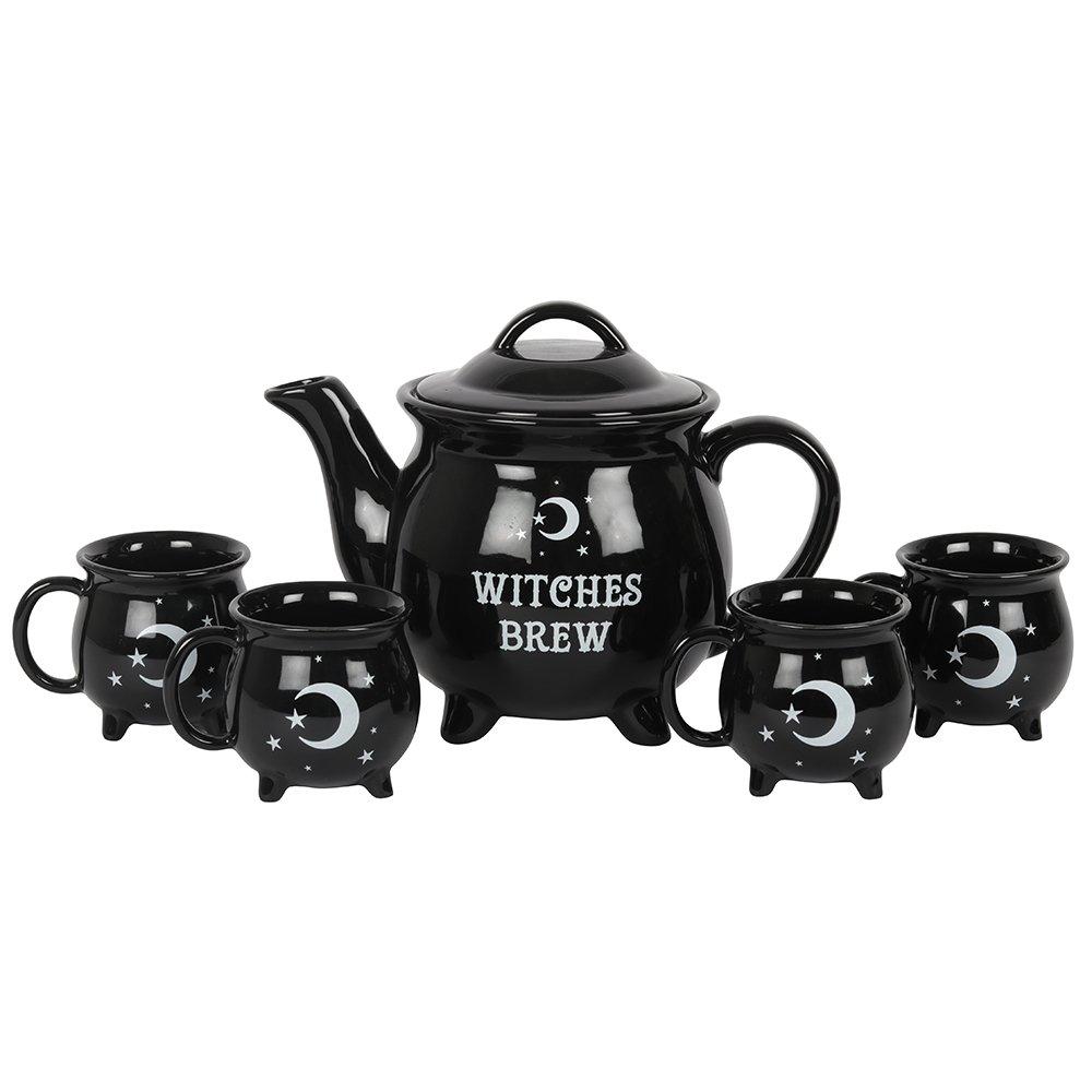 Black - Something Different - Witches Brew Ceramic Cauldron Tea Set - 2