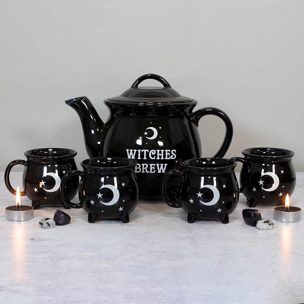Black - Something Different - Witches Brew Ceramic Cauldron Tea Set - 7