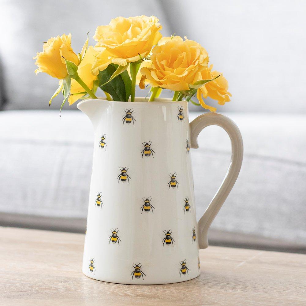 White & Cream - Something Different - Bee Ceramic Flower Jug - 1