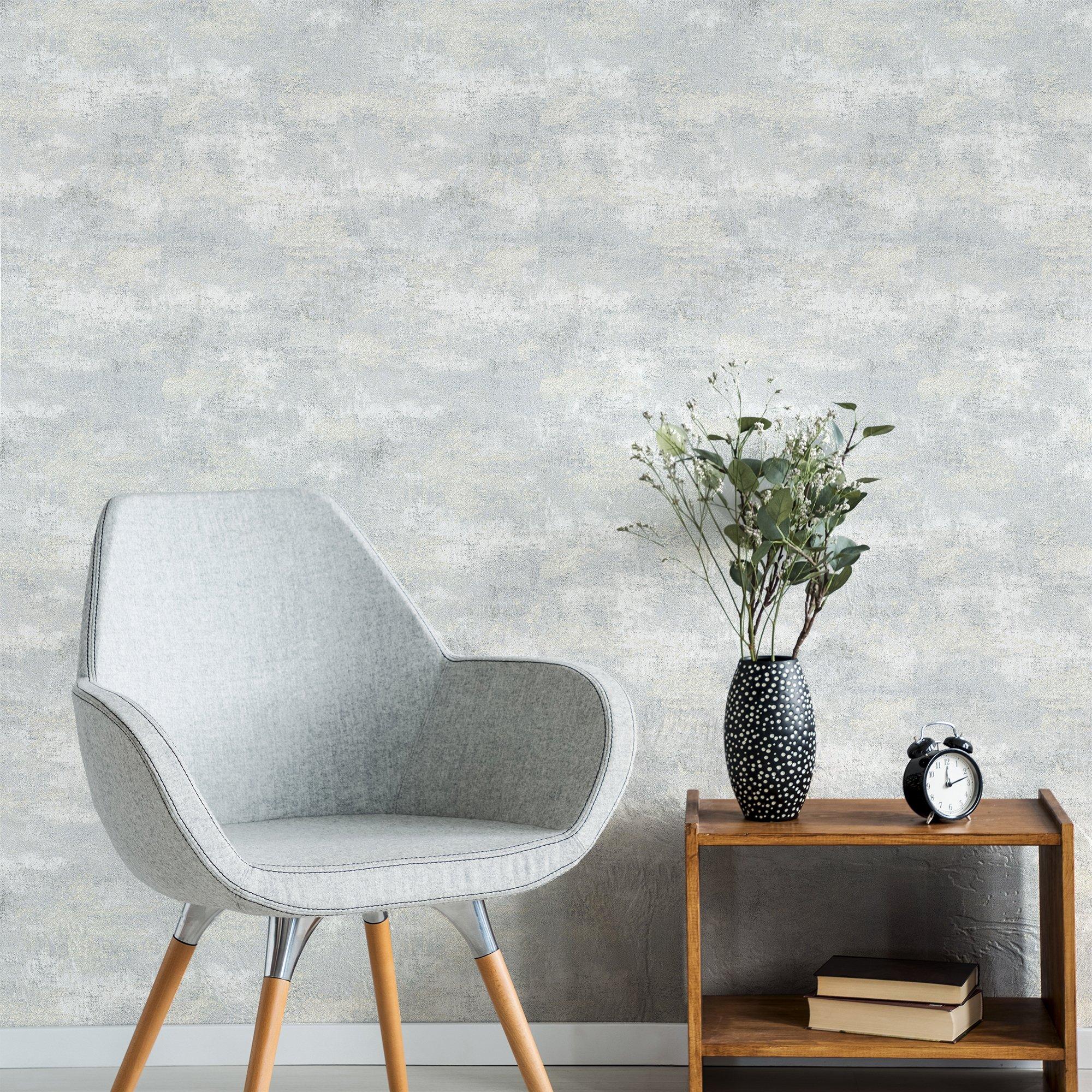 Silver - Boutique - Urban Plaster Silver Texture Wallpaper - 2
