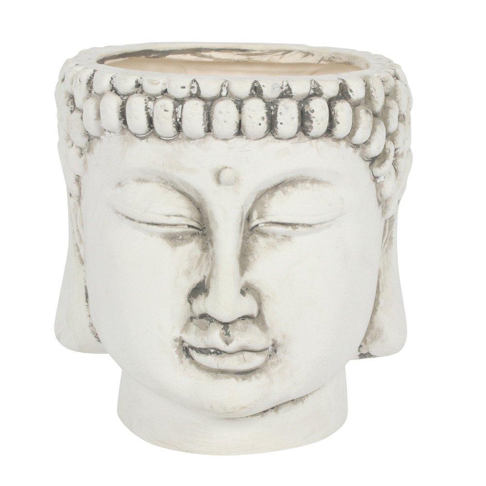 White & Cream - Something Different - White Terracotta Buddha Head Planter - 2