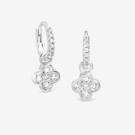 Simply Silver Sterling Silver 925 CZ Clover Charm Hoops
