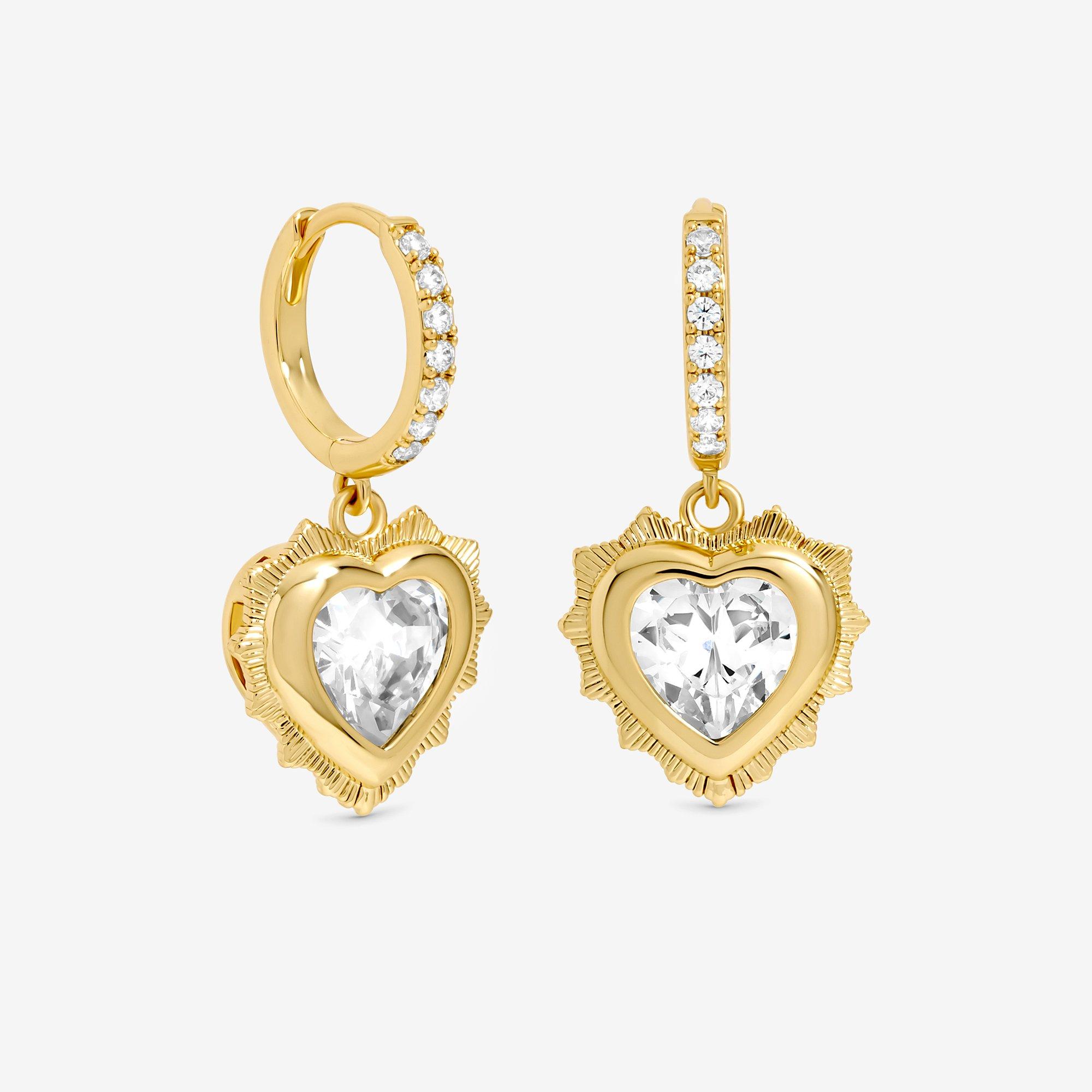 Gold - Jon Richard - 14Ct Gold Plated Heart Birthstone Huggies - April - 2