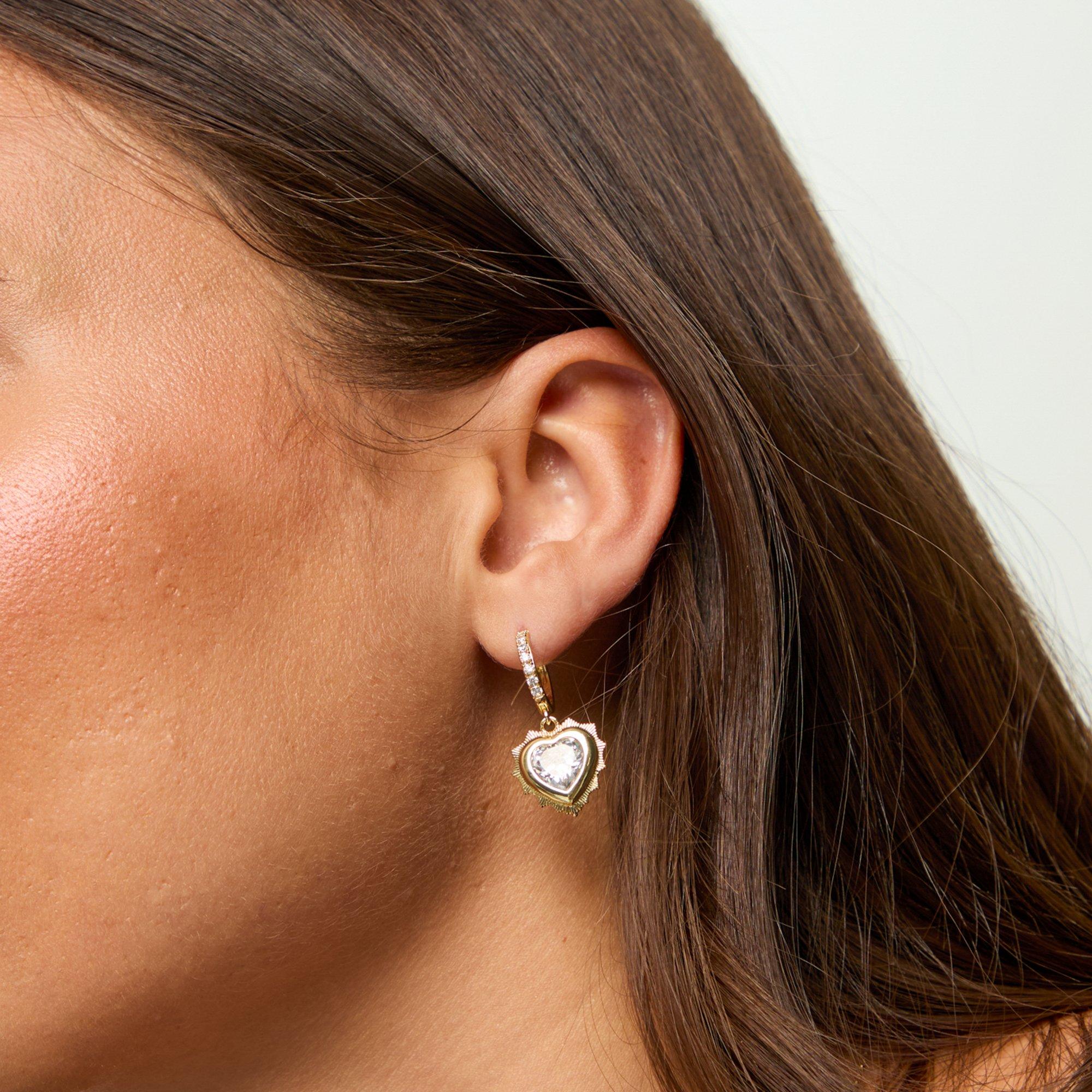 Gold - Jon Richard - 14Ct Gold Plated Heart Birthstone Huggies - April - 3