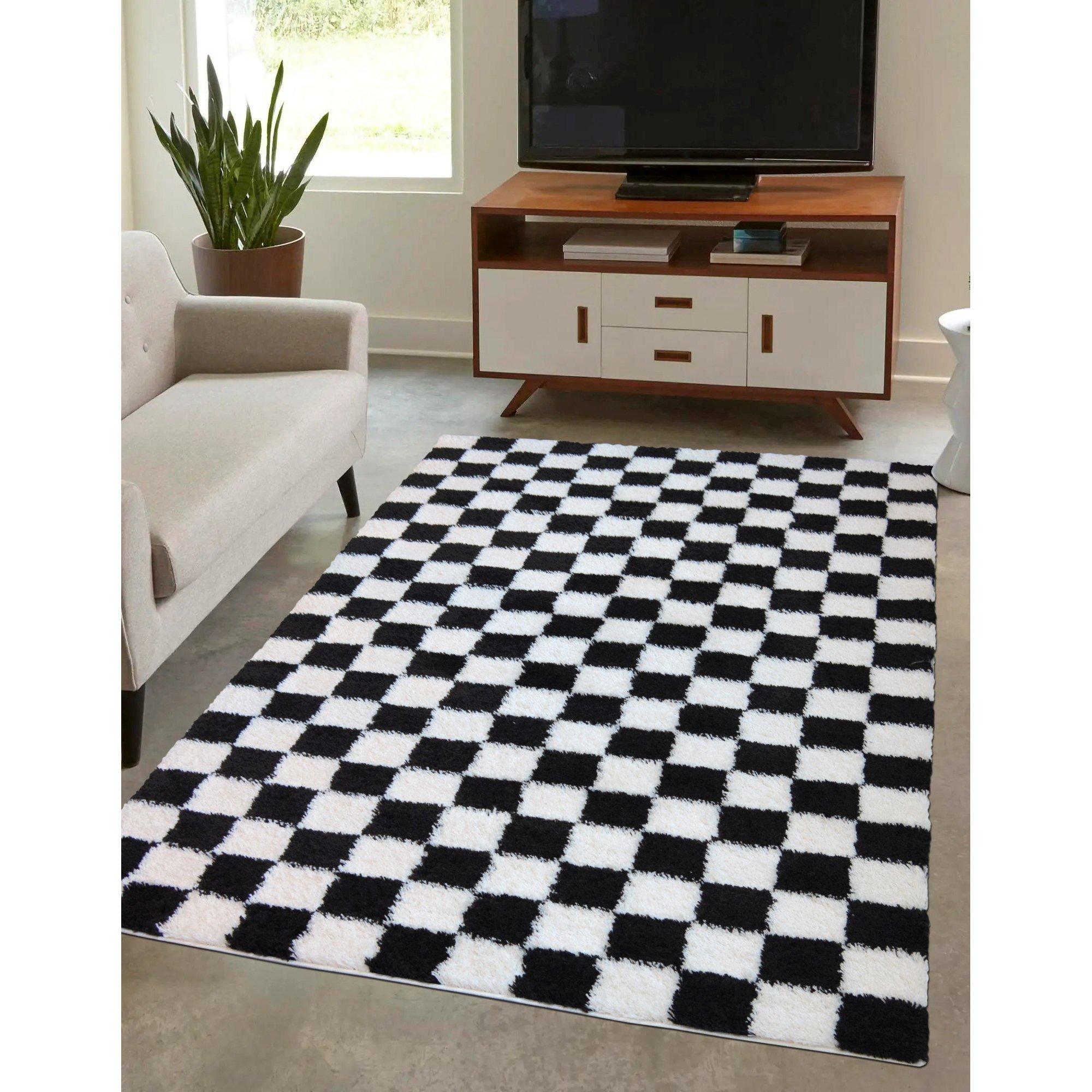 Black - Homemaker - Snug Checks Rug Monochrome - 1