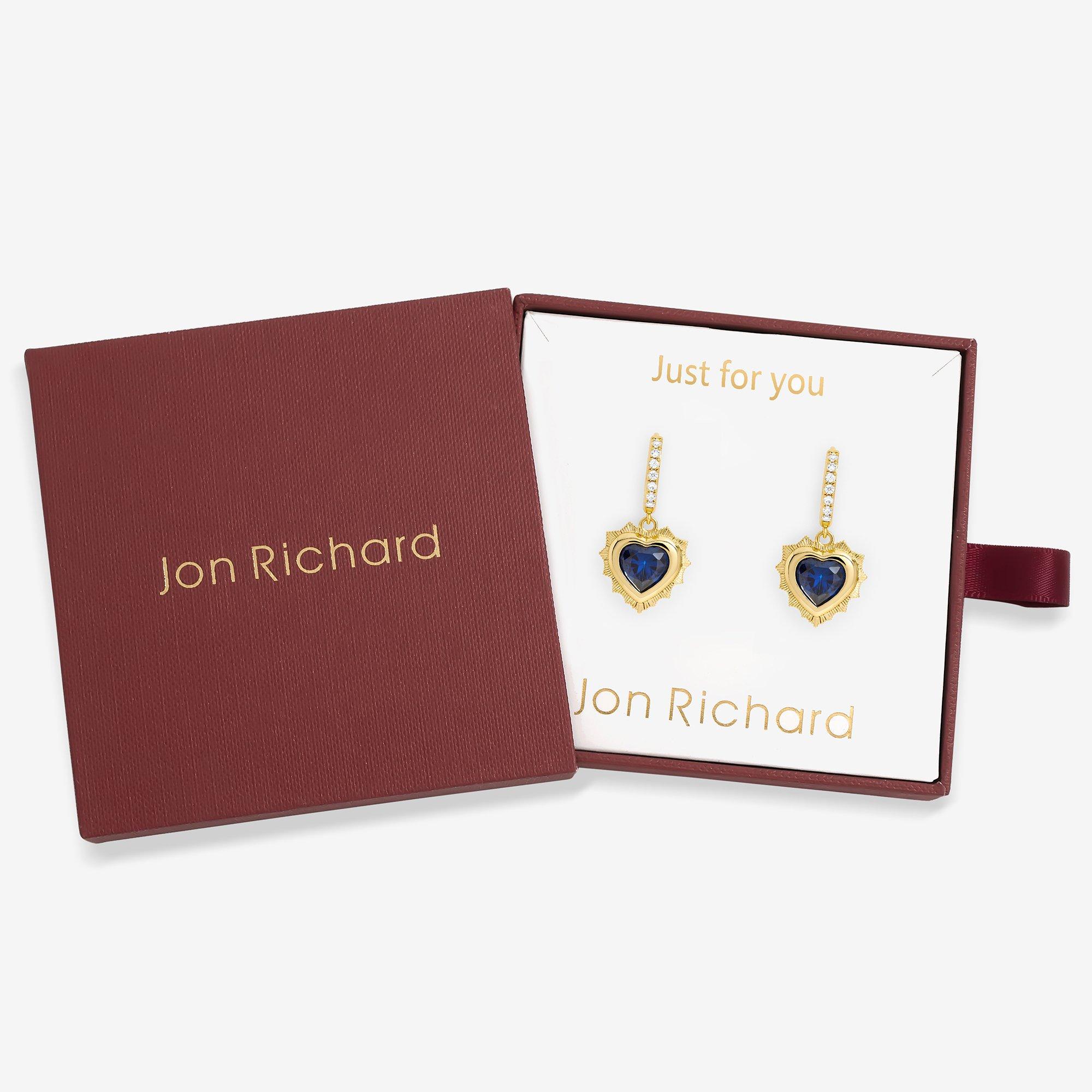 Gold - Jon Richard - Gold Plated Heart Birthstone Huggies - September - 1