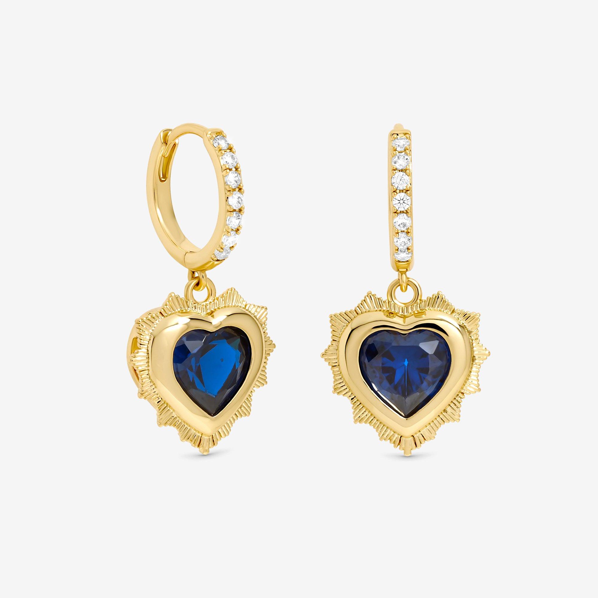 Gold - Jon Richard - Gold Plated Heart Birthstone Huggies - September - 2