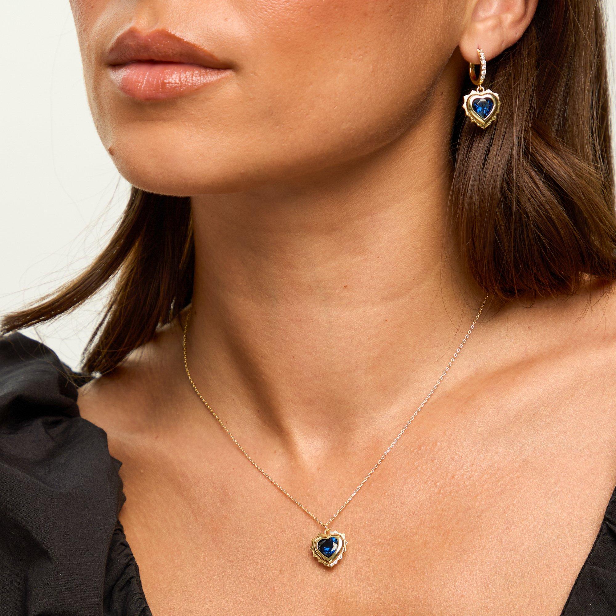 Gold - Jon Richard - Gold Plated Heart Birthstone Huggies - September - 3