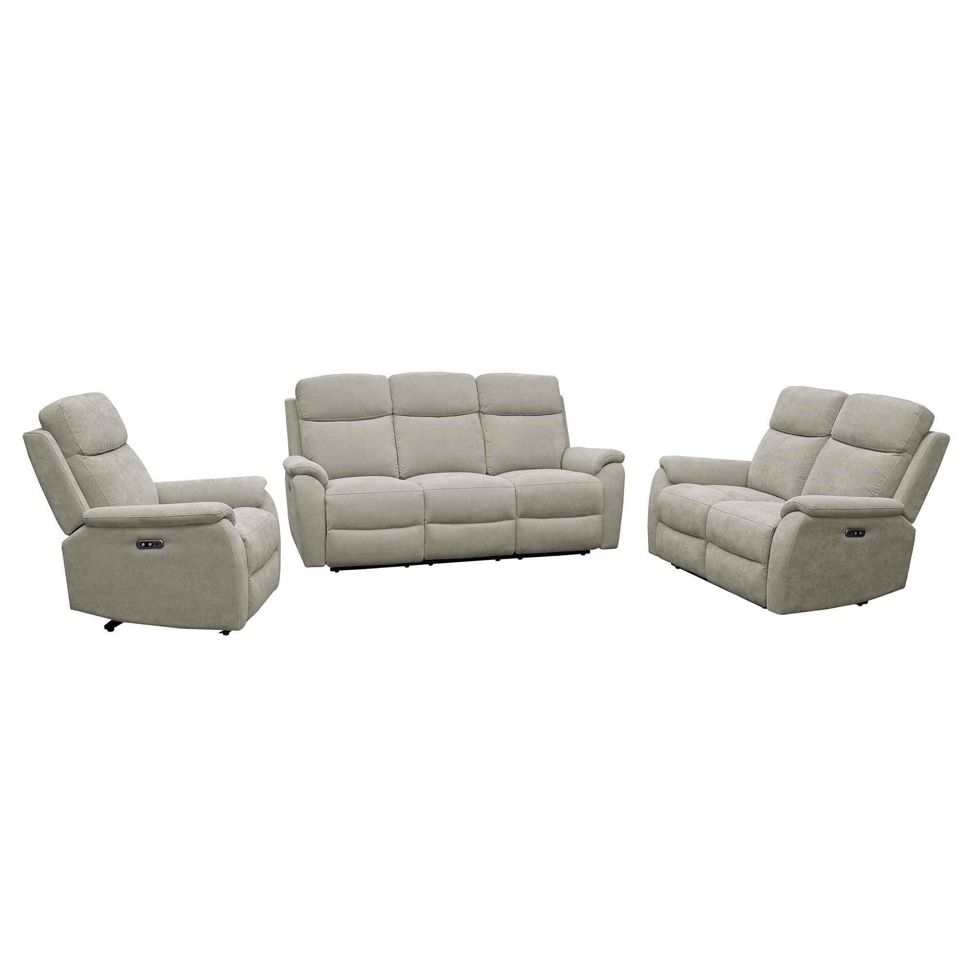 Grey - Aspire - Kingsmere 3 + 2 + 1 Power Recliner Sofa Suite, Che - 2