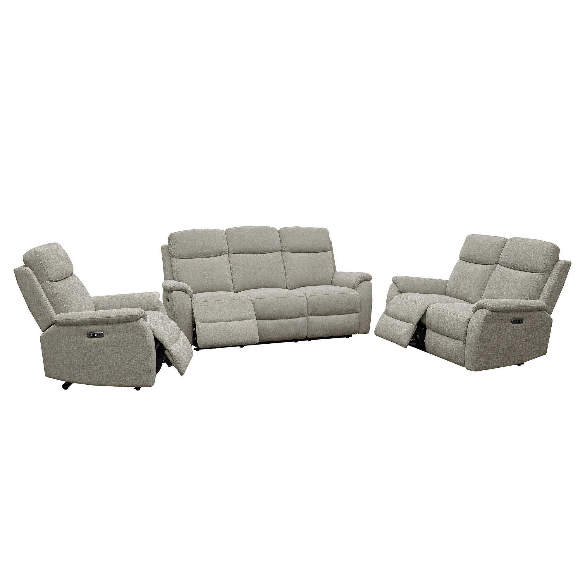 Grey - Aspire - Kingsmere 3 + 2 + 1 Power Recliner Sofa Suite, Che - 3