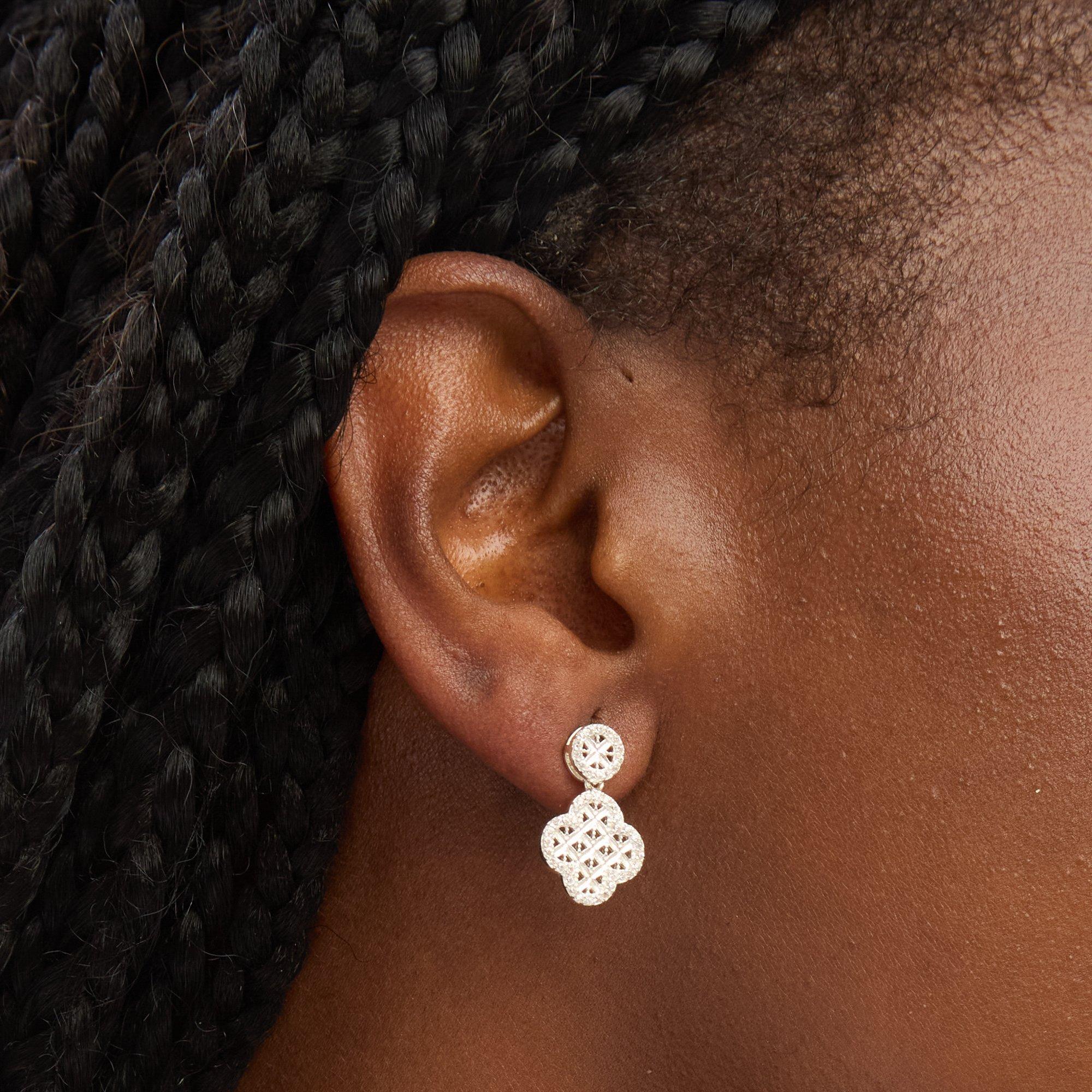 Silver - Simply Silver - Sterling Silver 925 Textured Clover Earrings - 2