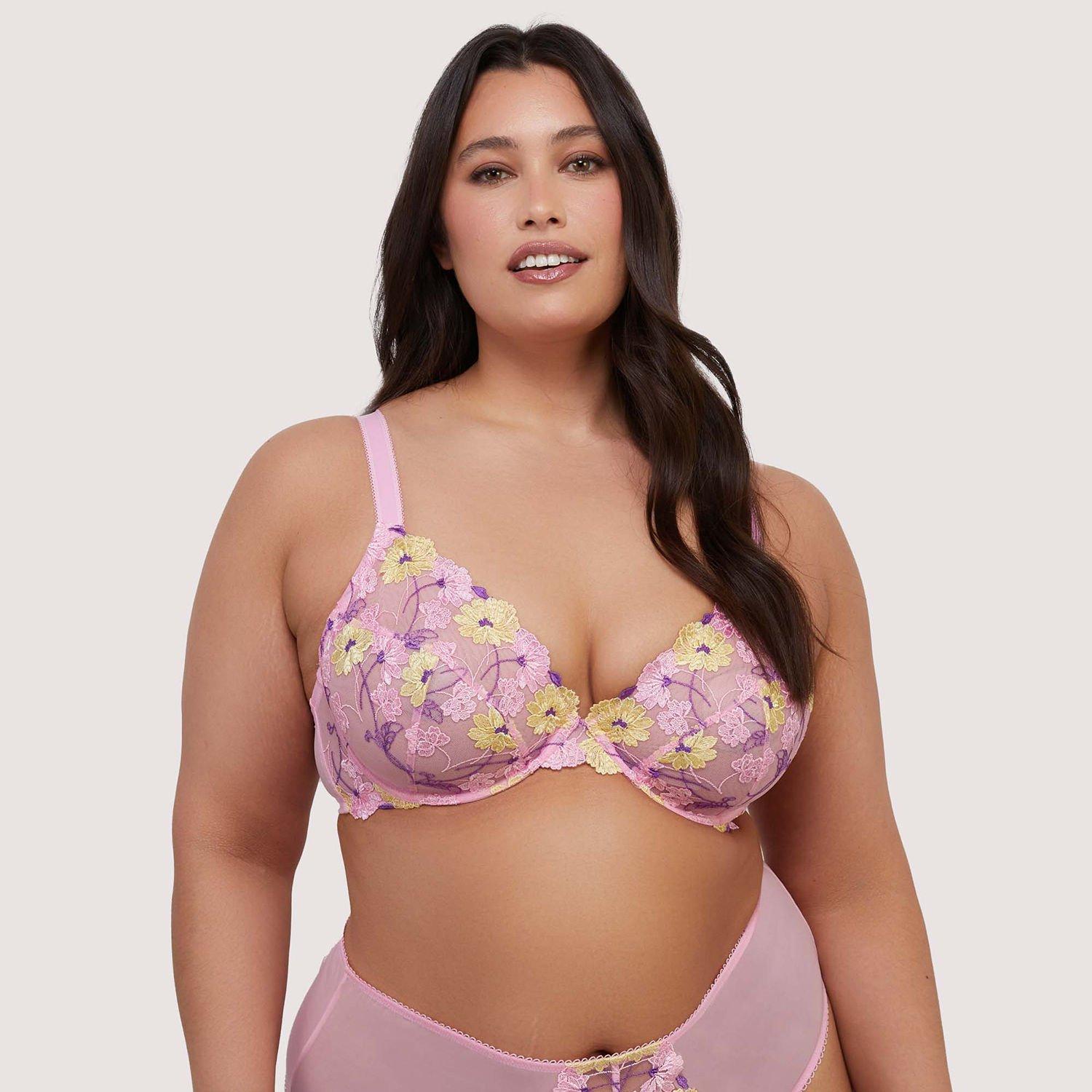 Pink - Playful Promises - Luna Pastel Embroidery Picot Elastic Plunge Bra - 1