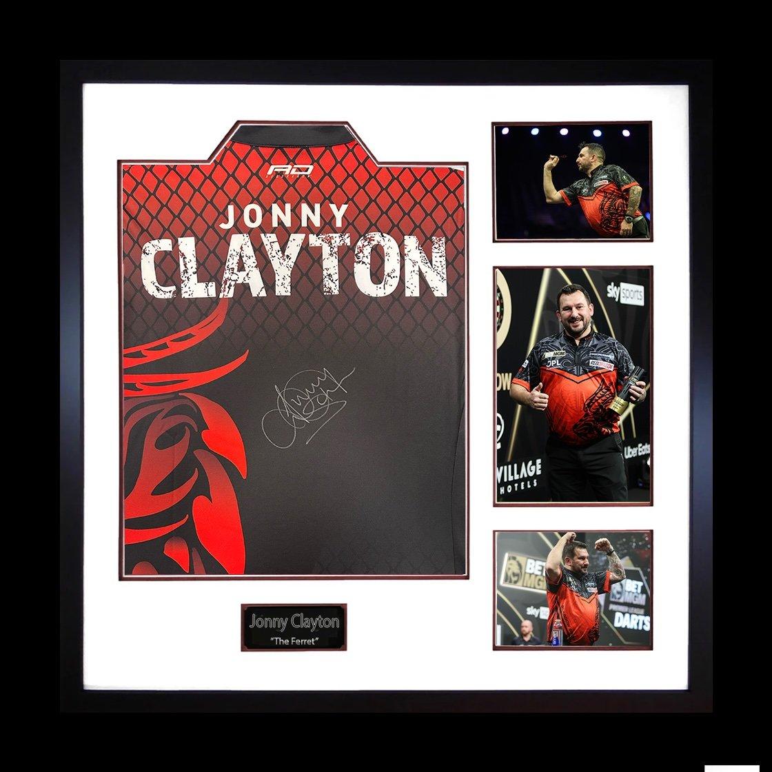 Red - The Fan Cave - Jonny Clayton Signed Shirt Elite Frame - 1