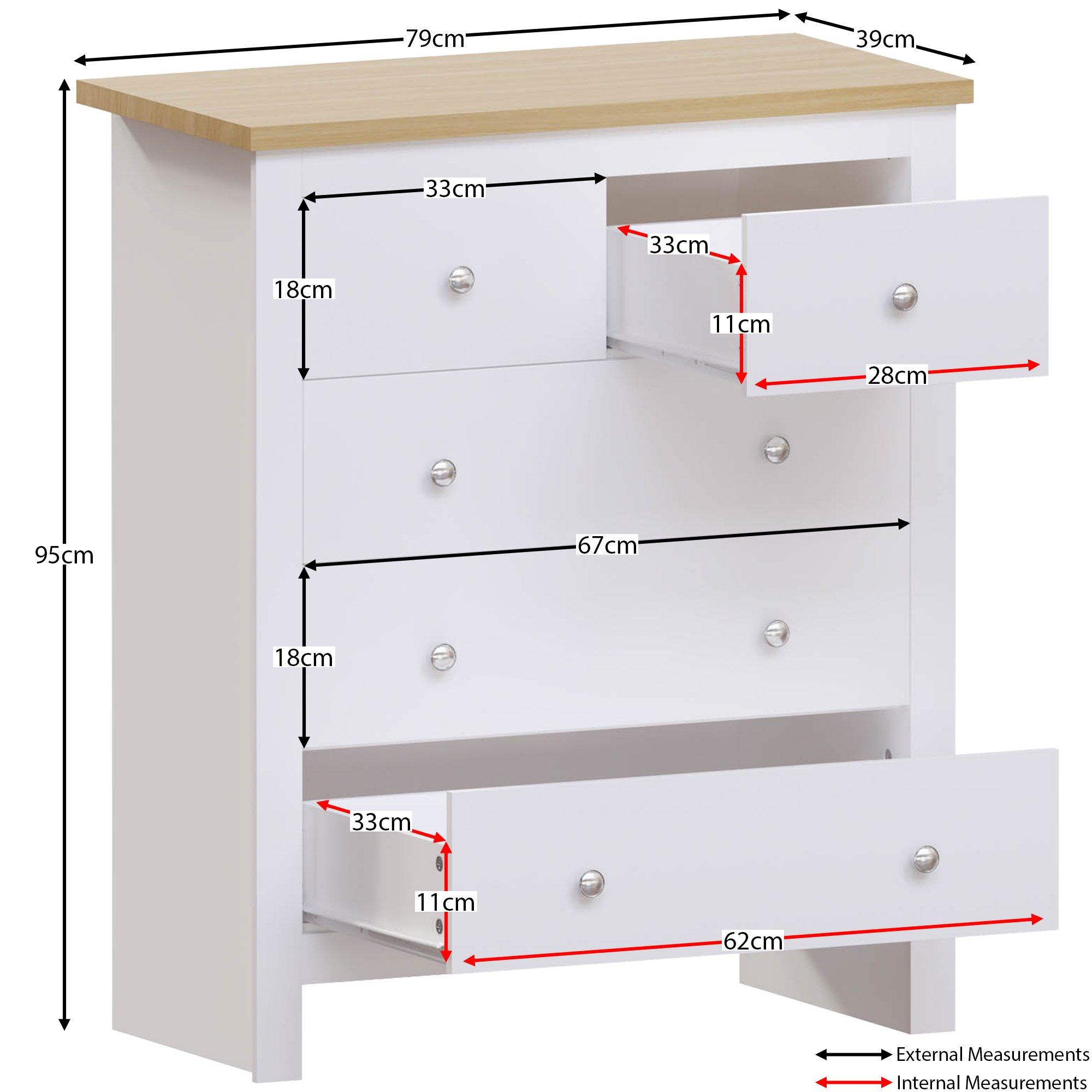 White - Lassic - Vida Designs Arlington 3+2 Drawer Chest - 2