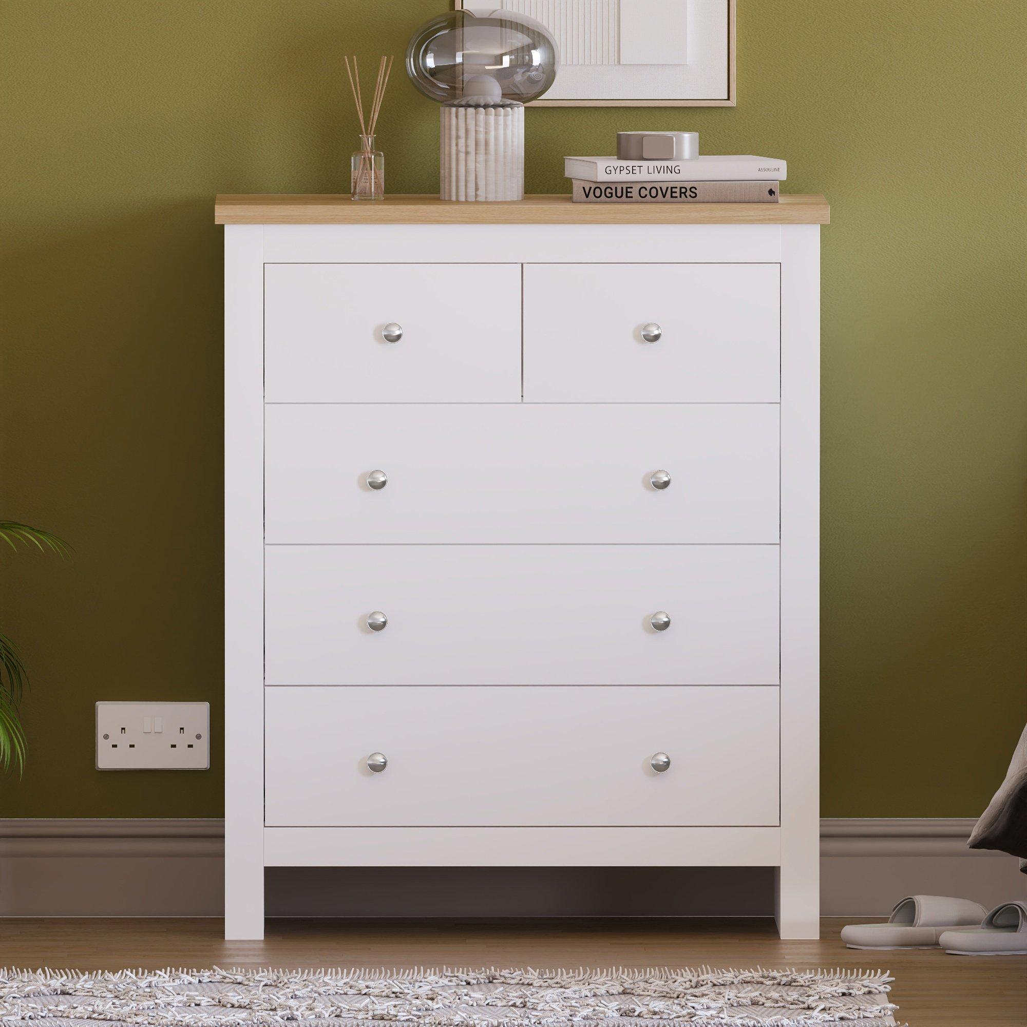 White - Lassic - Vida Designs Arlington 3+2 Drawer Chest - 3