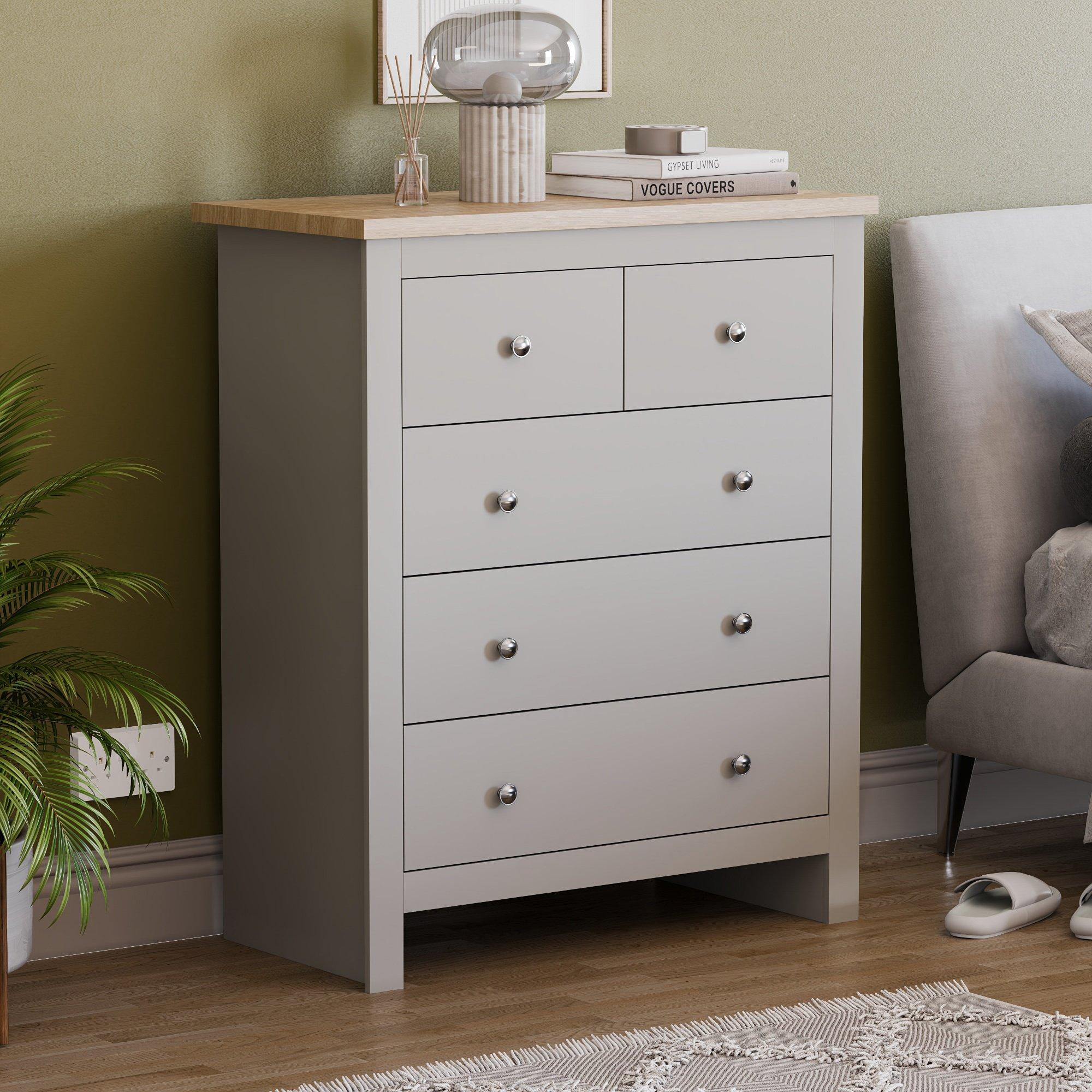 Lassic  Vida Designs Arlington 3+2 Drawer Chest - Grey