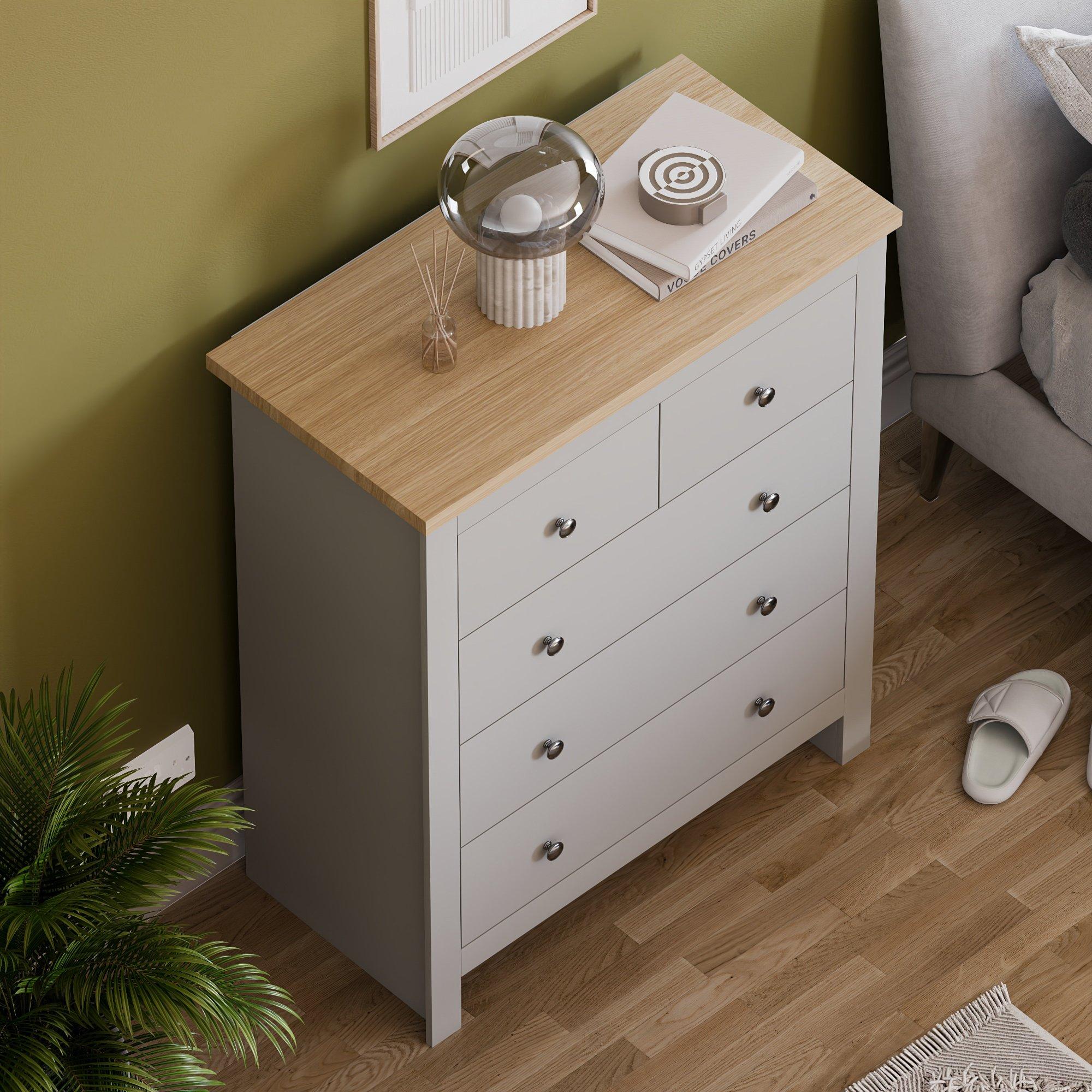 Grey - Lassic - Vida Designs Arlington 3+2 Drawer Chest - 4