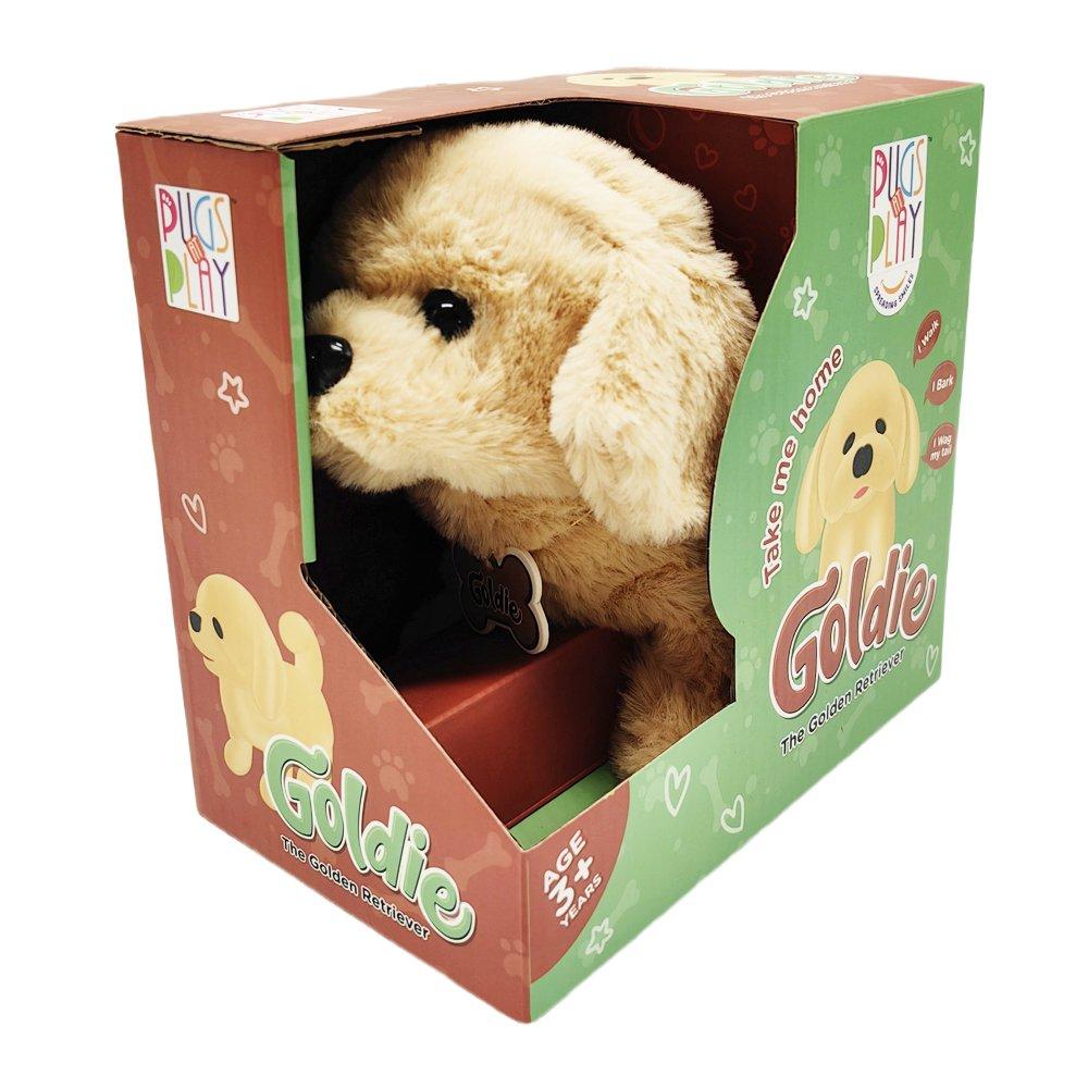 Multi - Pugs at Play - Goldie Interactive Walking Dog Plush Toy - 9