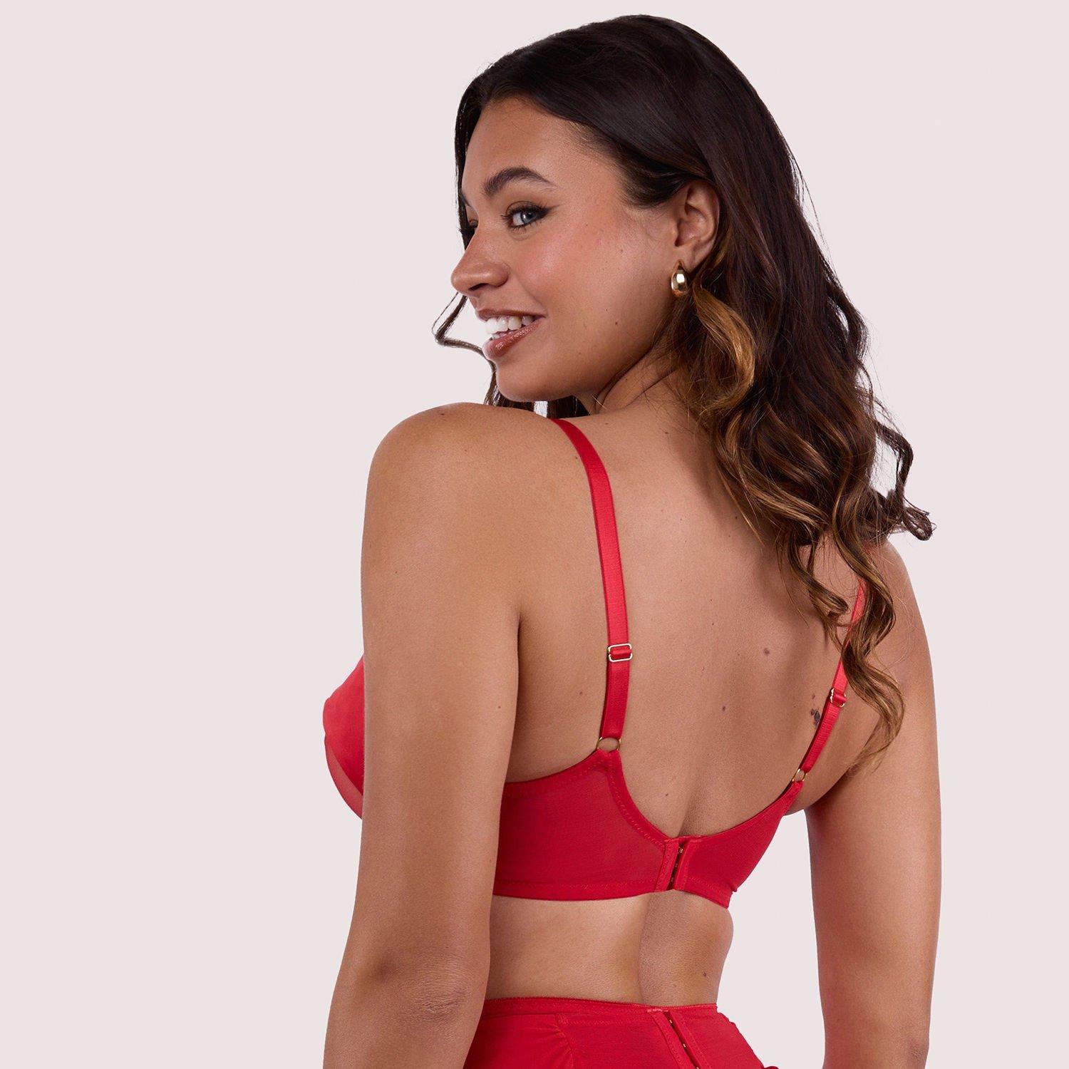 Red - Playful Promises - Annette Red Satin Bow Cup Bra - 3