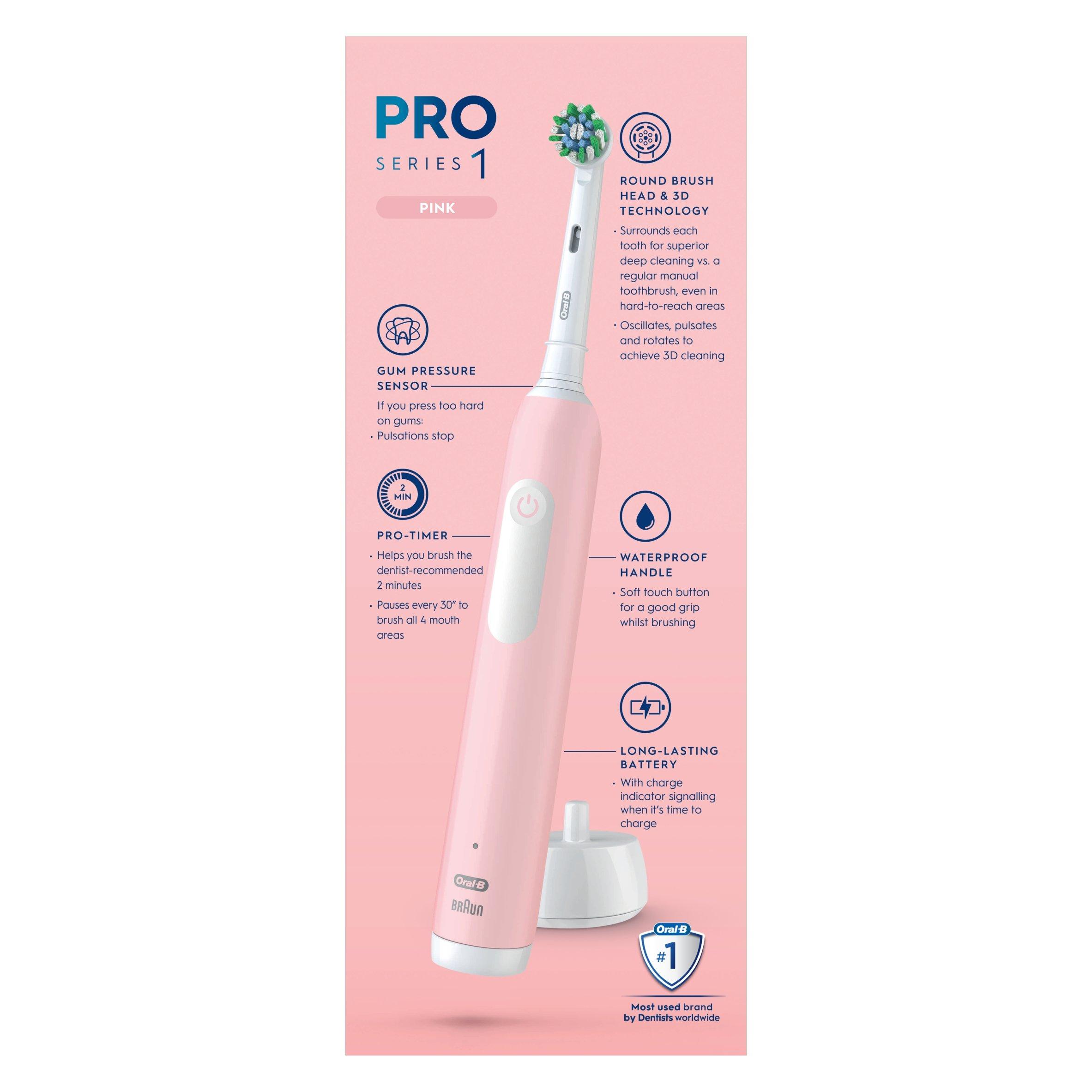 Pink - Oral B - Oral-B Pro Series 1 Cross Action Pink Toothbrush - 11