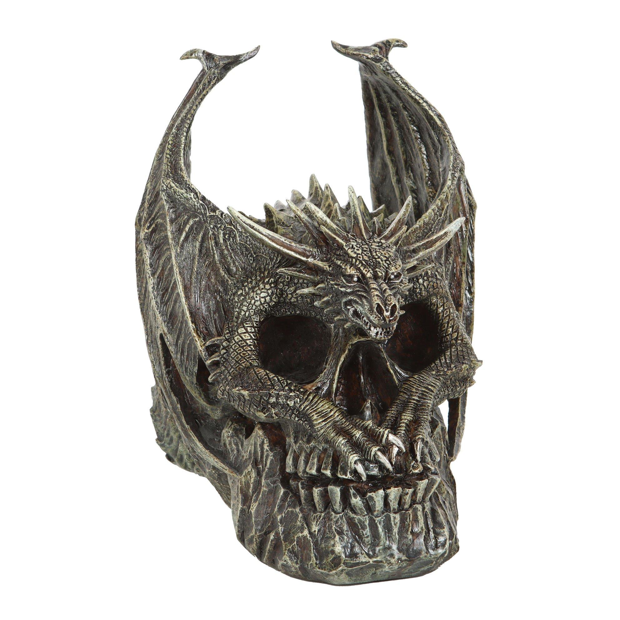 Something Different  Draco Dragon Skull Ornament By Spiral Direct - Grey & Silver