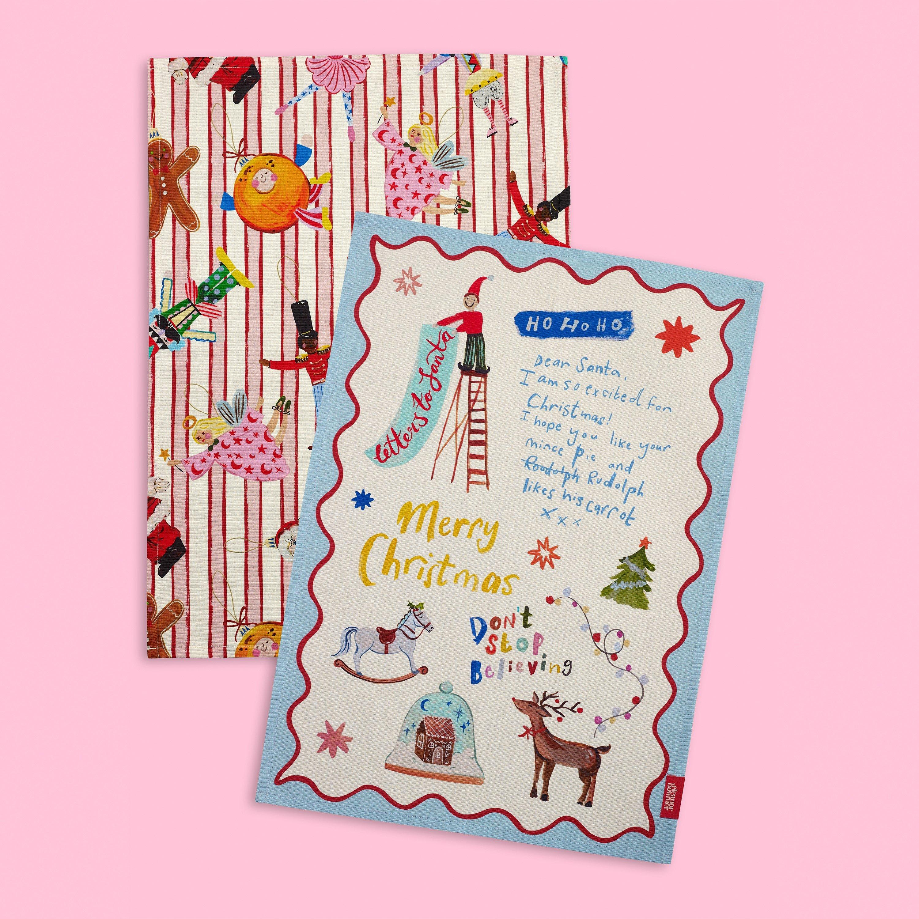 Bright - Eleanor Bowmer - Dear Santa Cotton Kitchen Tea Towel Pack of 2 - 3