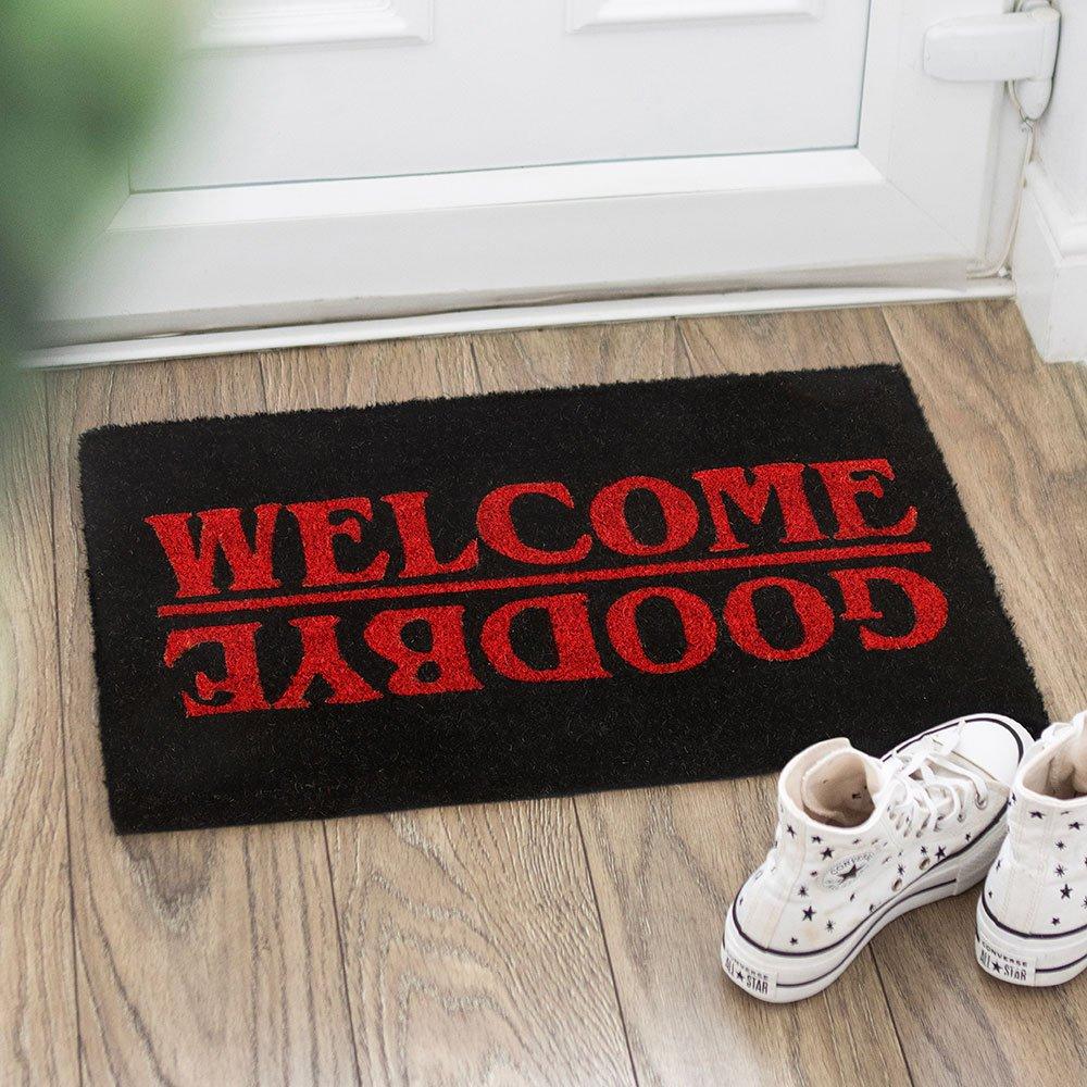 Something Different  Welcome Goodbye Doormat Black