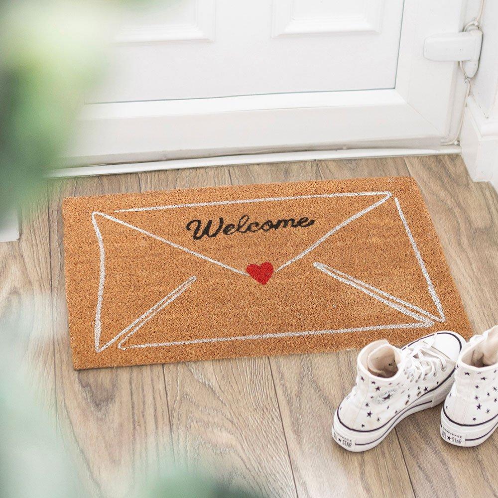 Something Different  Natural Love Letter Valentines Day Doormat - Brown