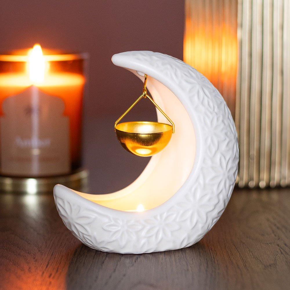 Something Different  Crescent Moon Hanging Oil Burner - White