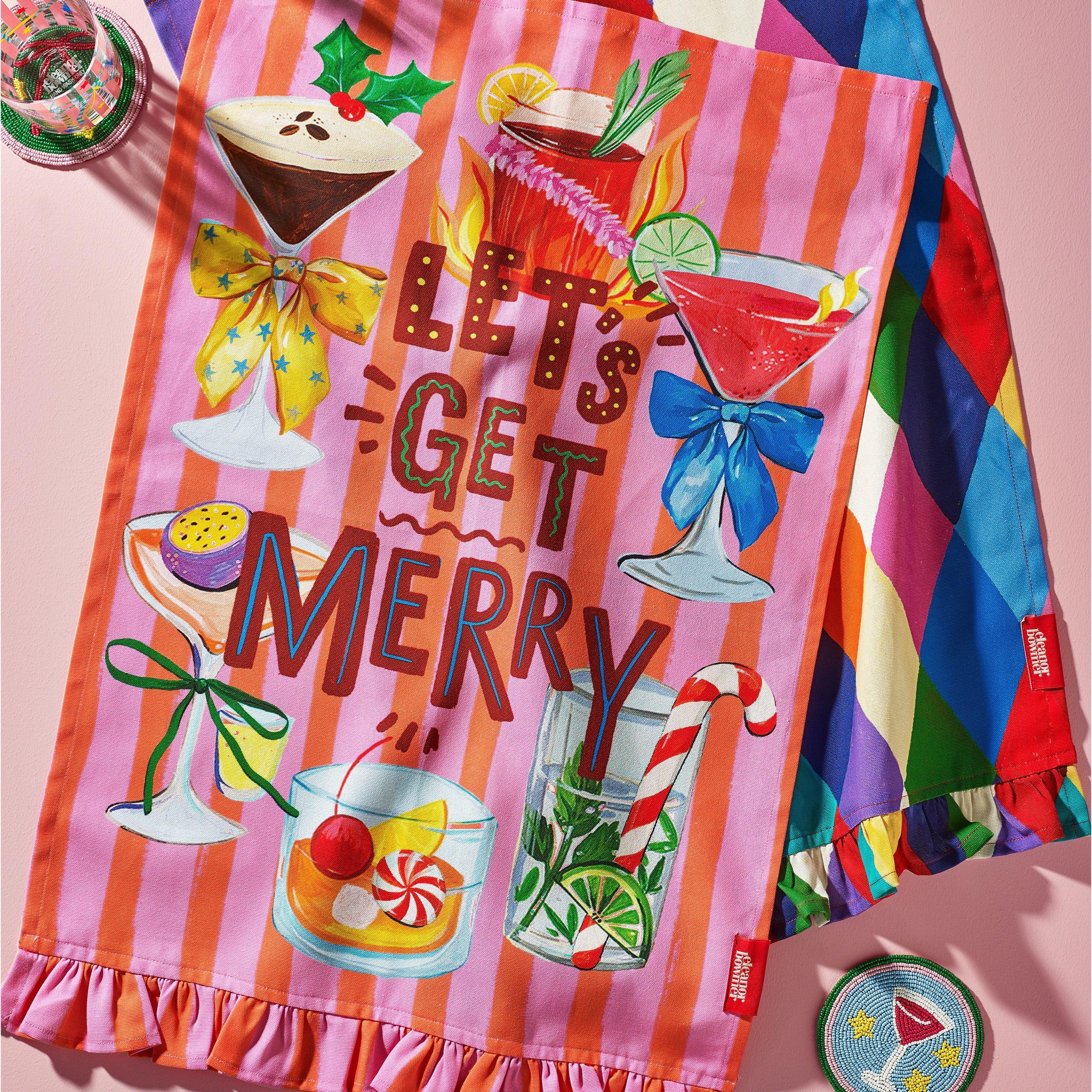 Bright - Eleanor Bowmer - Lets Get Merry Cotton Kitchen Tea Towel Pack of 2 - 2