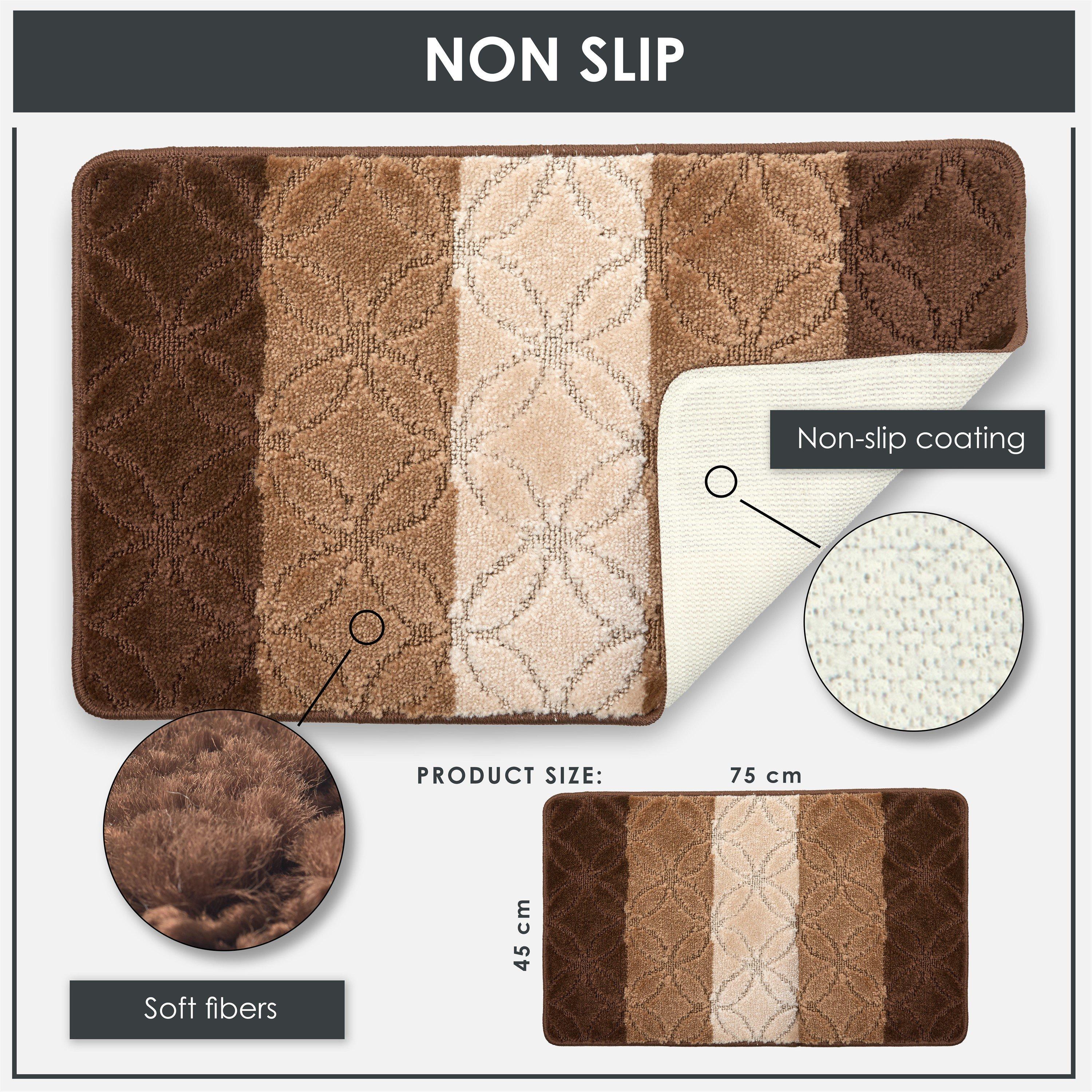 Beige - Emma Barclay - 2 Piece Bath Mat Set Soft Stripe Absorbent Halo - 3