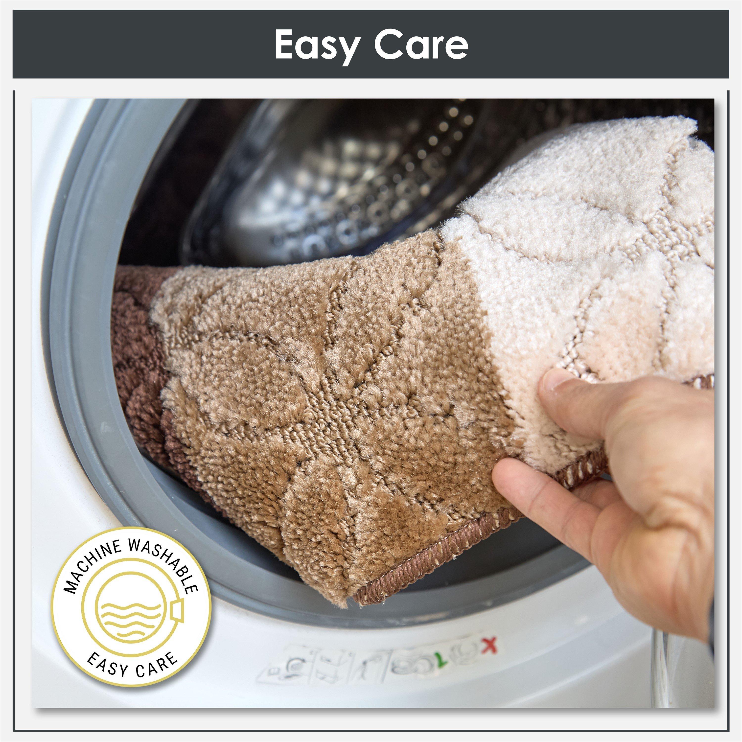 Beige - Emma Barclay - 2 Piece Bath Mat Set Soft Stripe Absorbent Halo - 5