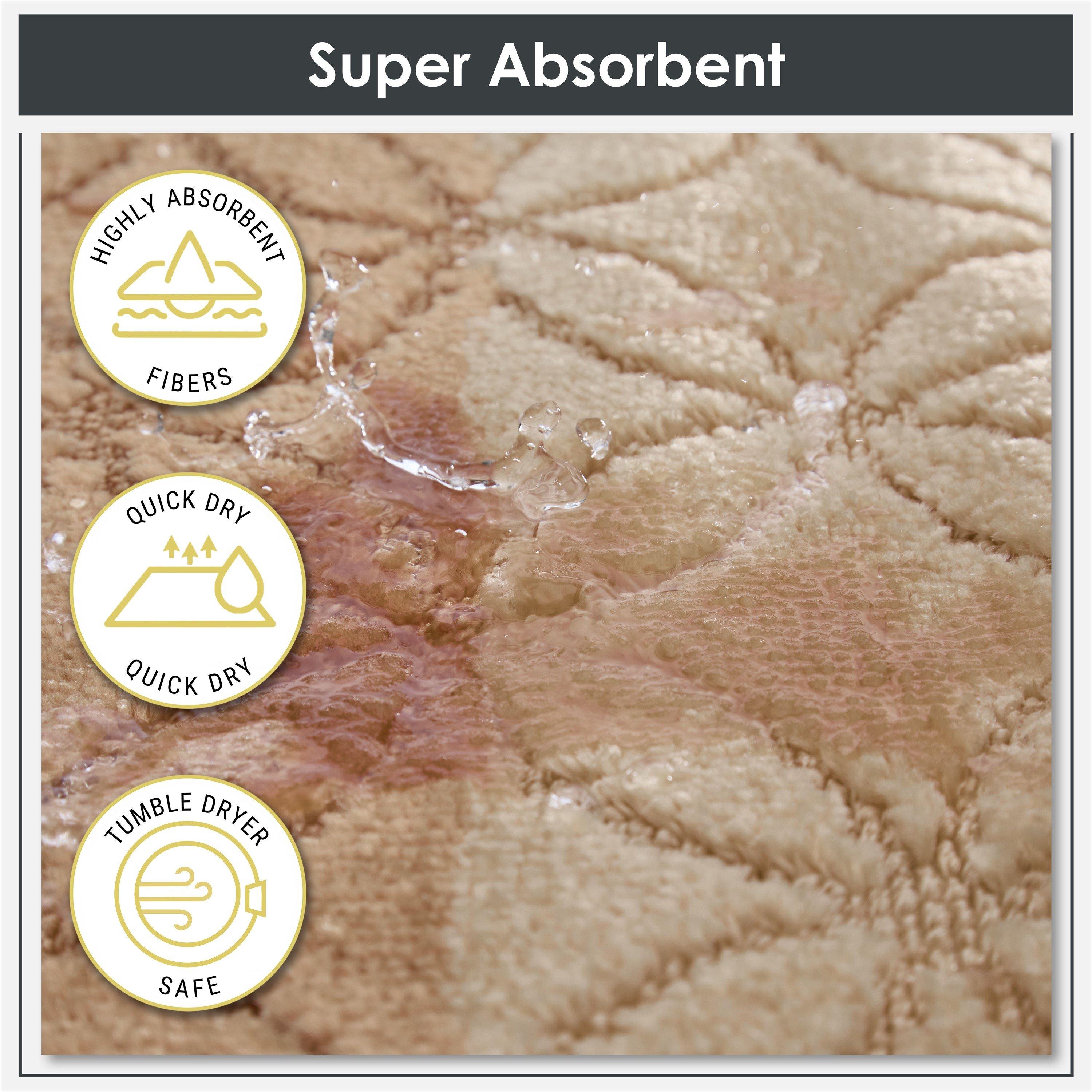 Beige - Emma Barclay - 2 Piece Bath Mat Set Soft Stripe Absorbent Halo - 6