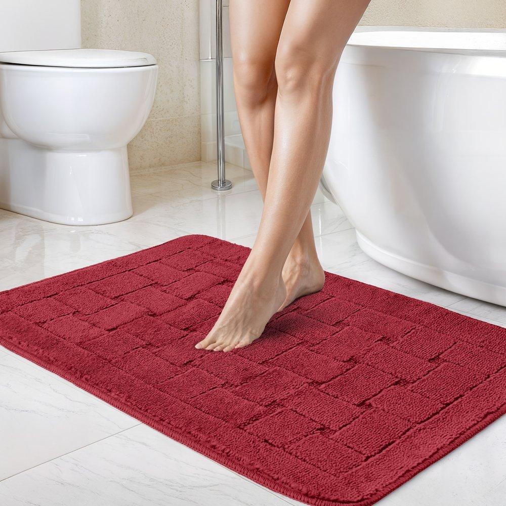 Bordeaux Red - Emma Barclay - 2 Piece Bath Mat Set Soft Absorbent Orkney - 1