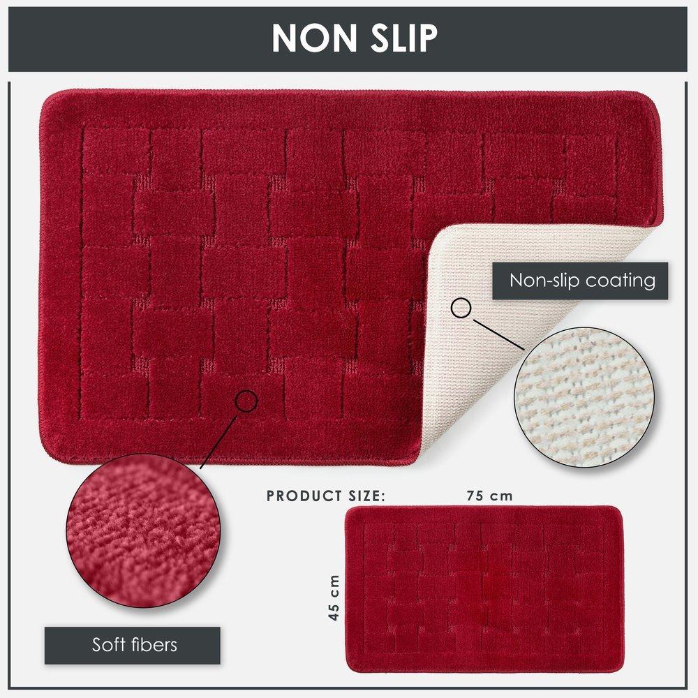 Bordeaux Red - Emma Barclay - 2 Piece Bath Mat Set Soft Absorbent Orkney - 2