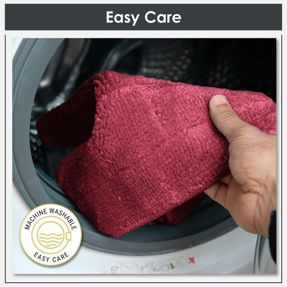 Bordeaux Red - Emma Barclay - 2 Piece Bath Mat Set Soft Absorbent Orkney - 5