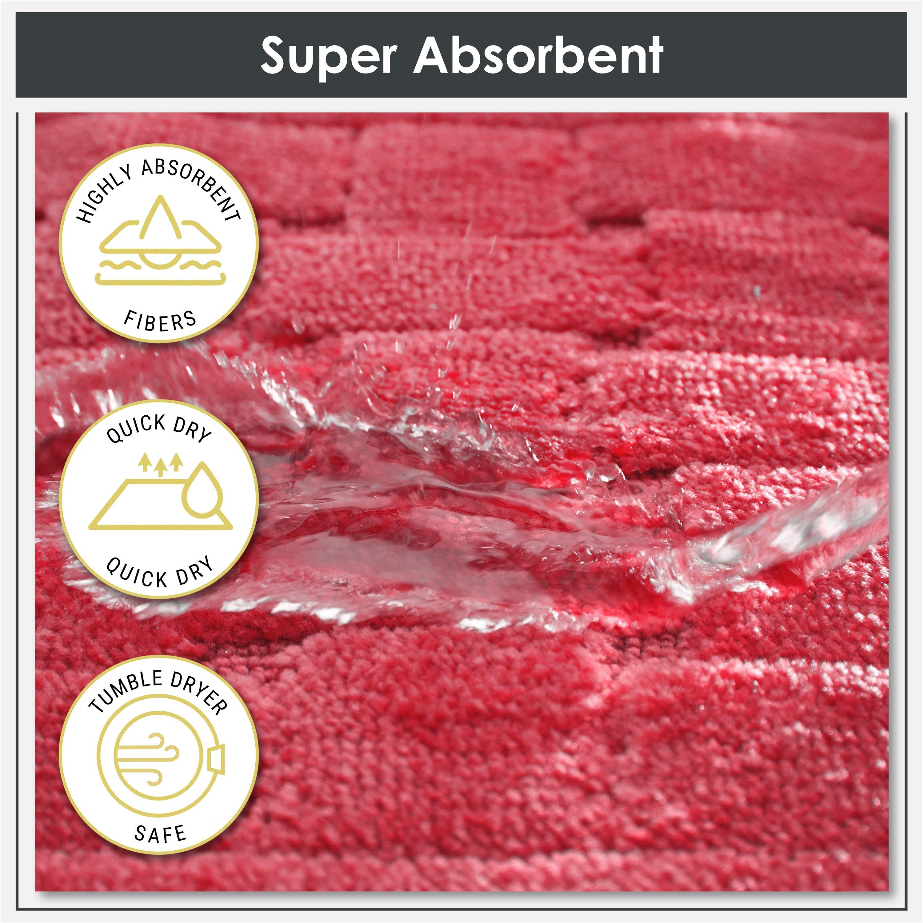 Bordeaux Red - Emma Barclay - 2 Piece Bath Mat Set Soft Absorbent Orkney - 6