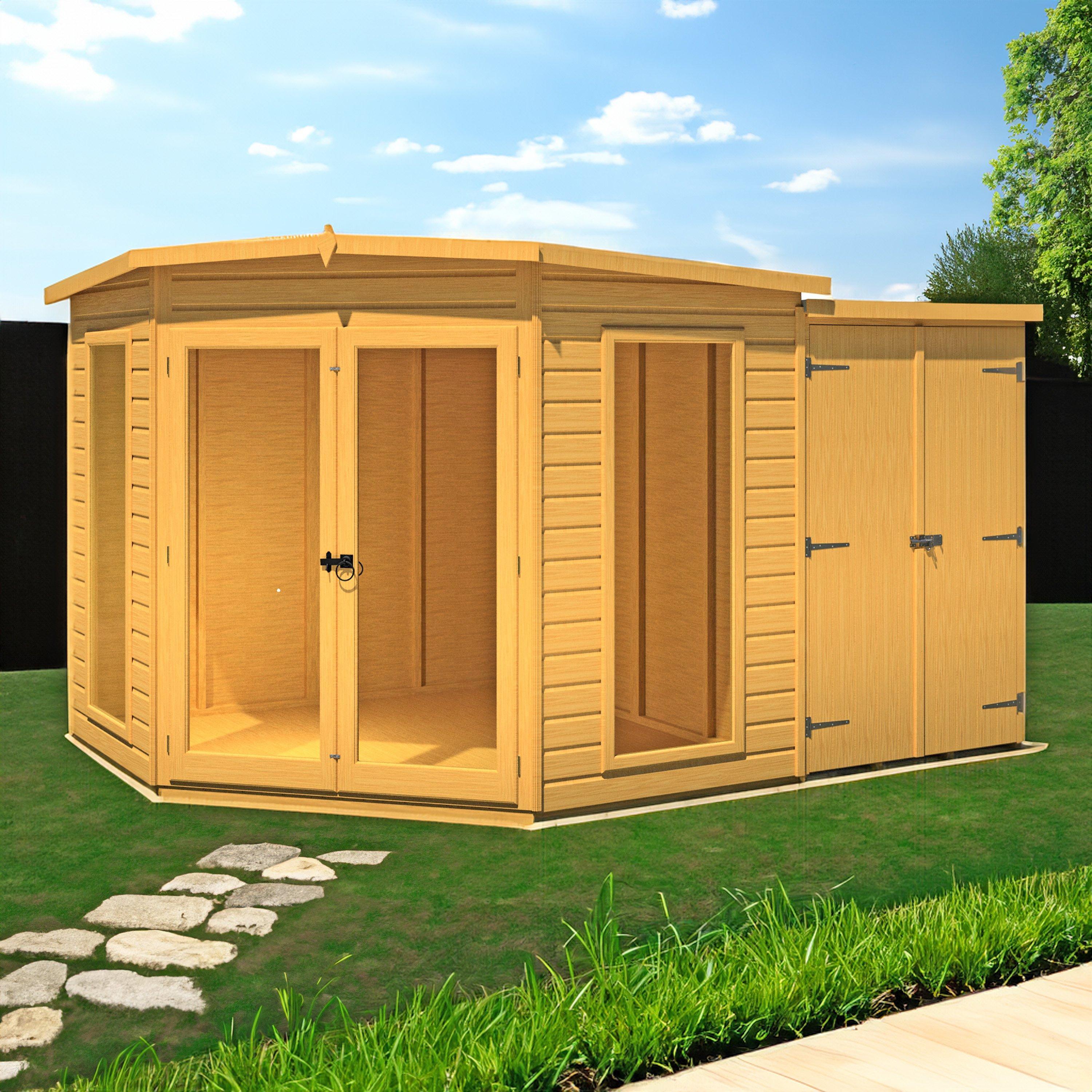 Wood - Shire - Barclay SummerHouse With Side Shed 7x11 - 1