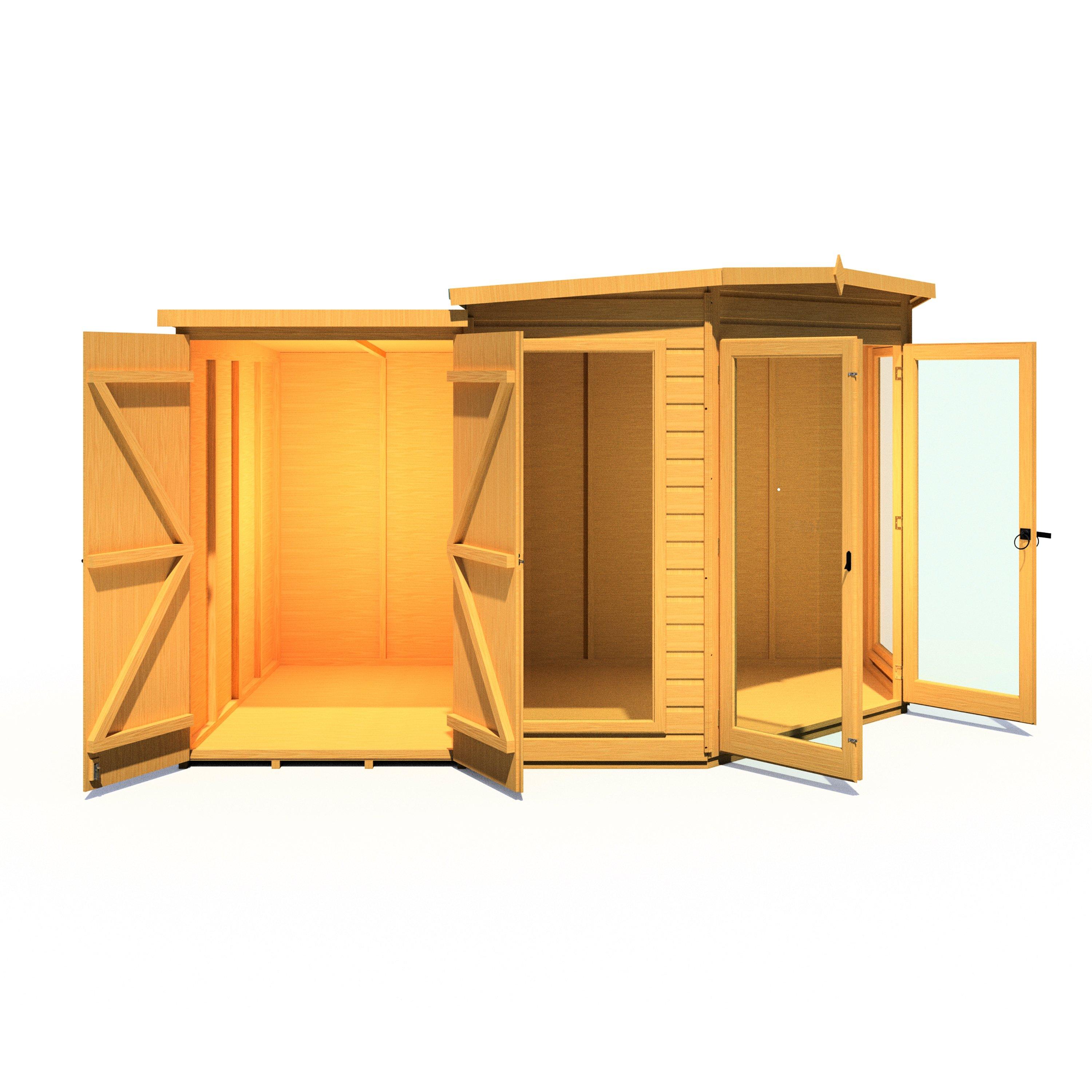 Wood - Shire - Barclay SummerHouse With Side Shed 7x11 - 2